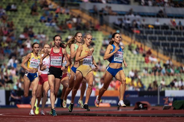 Majtie Kolberg (GER), Lore Hoffmann (SUI), Natalіia Krol (UKR), Elena Bello (ITA) im 800m Vorlauf am 18.08.2022 bei den Leichtathletik-Europameisterschaften in Muenchen