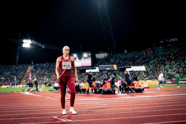 Līna Muze (LAT) beim Sperrwerfen am 20.08.2022 bei den Leichtathletik-Europameisterschaften in Muenchen