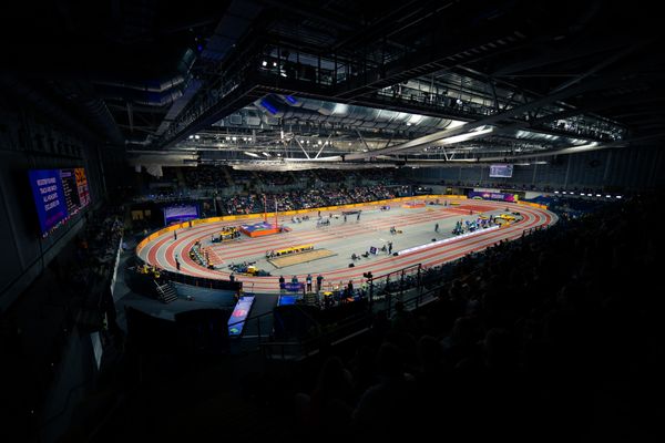 Die Emirates Arena am 03.03.2024 bei den World Athletics Indoor Championships in Glasgow (Schottland / Vereinigtes Königreich)