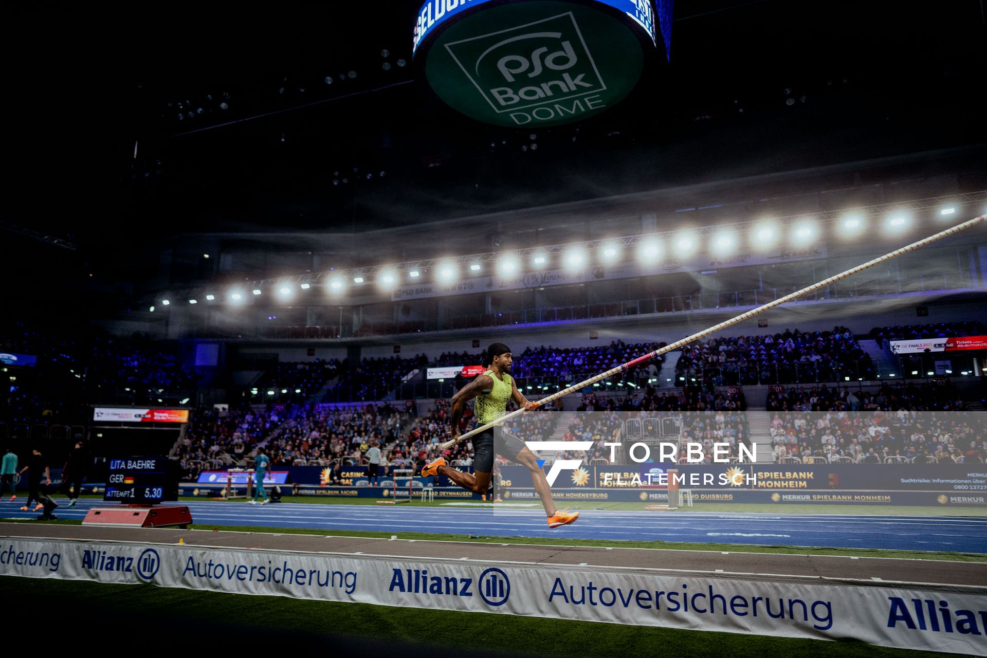 Bo Kanda Lita Baehre (GER) im Stabhochsprung am 29.01.2023 beim ISTAF Indoor im PSD Bank Dome in Duesseldorf