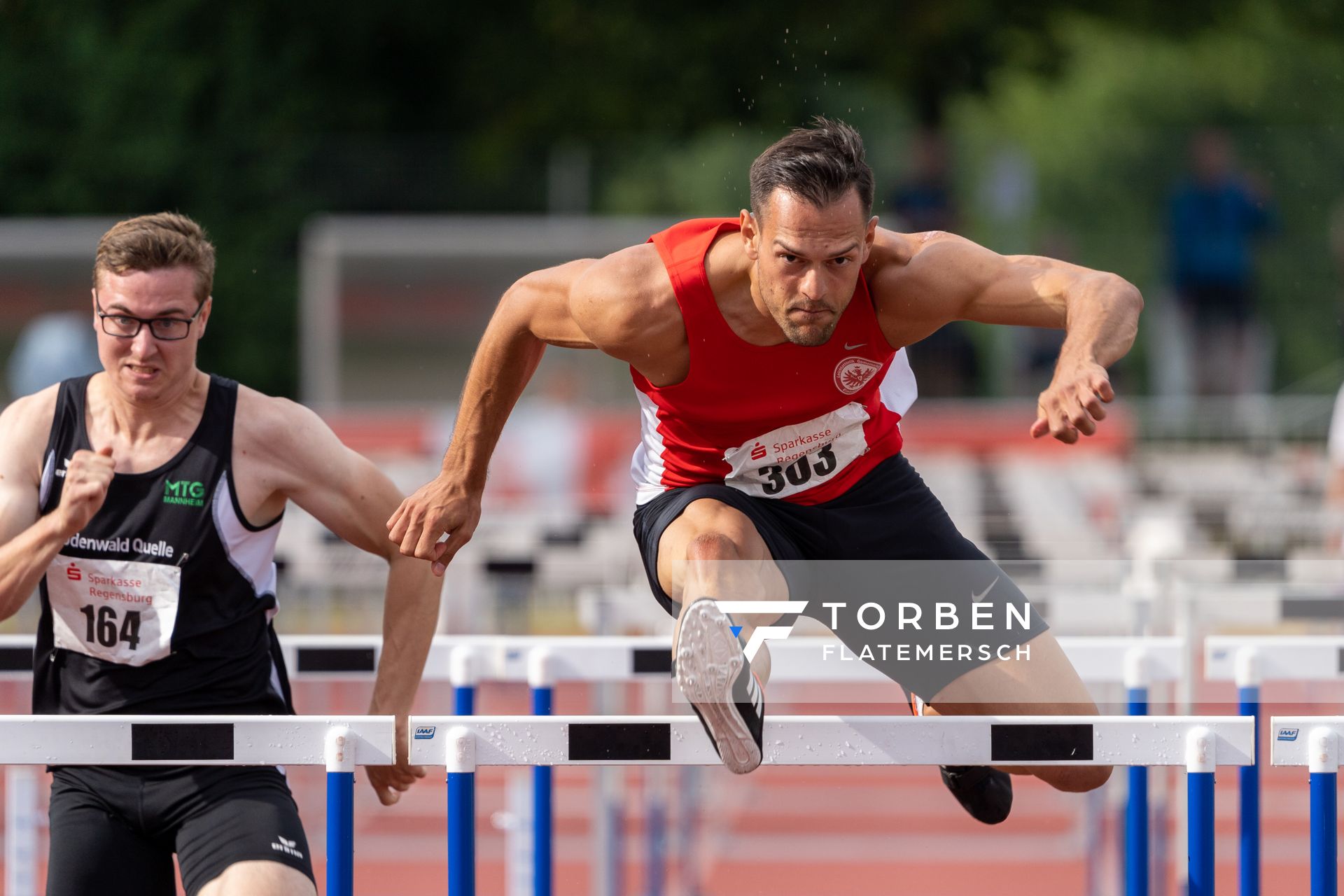 Georg Fleischhauer (LG Eintracht Frankfurt) ueber 110m Huerden am 26.07.2020 waehrend der Sparkassen Gala in Regensburg