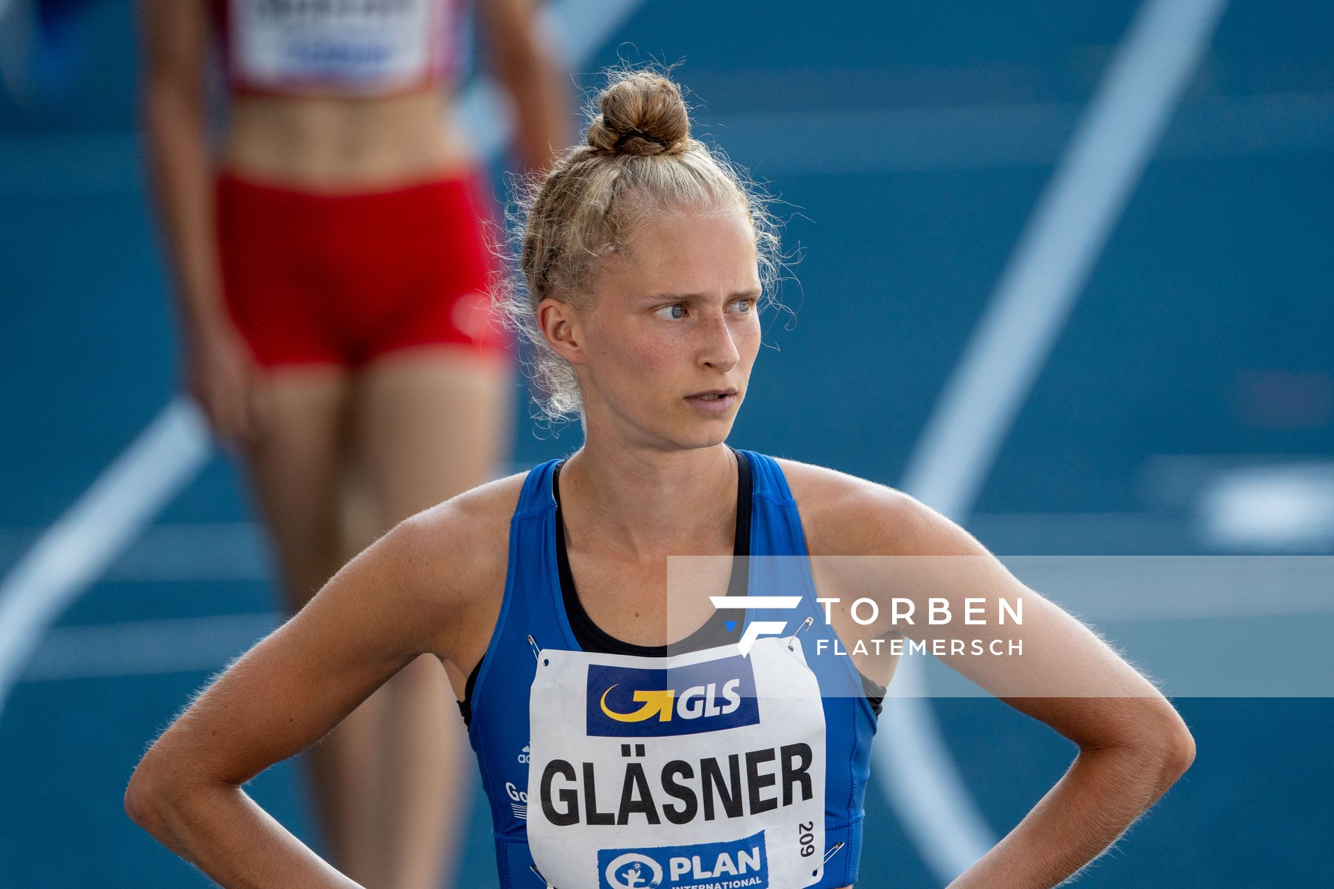 Laura Glaesner (TSV Germania Helmstedt) ueber 400m Huerden am 08.08.2020 waehrend den deutschen Leichtathletik-Meisterschaften 2020 im Eintracht-Stadion in Braunschweig