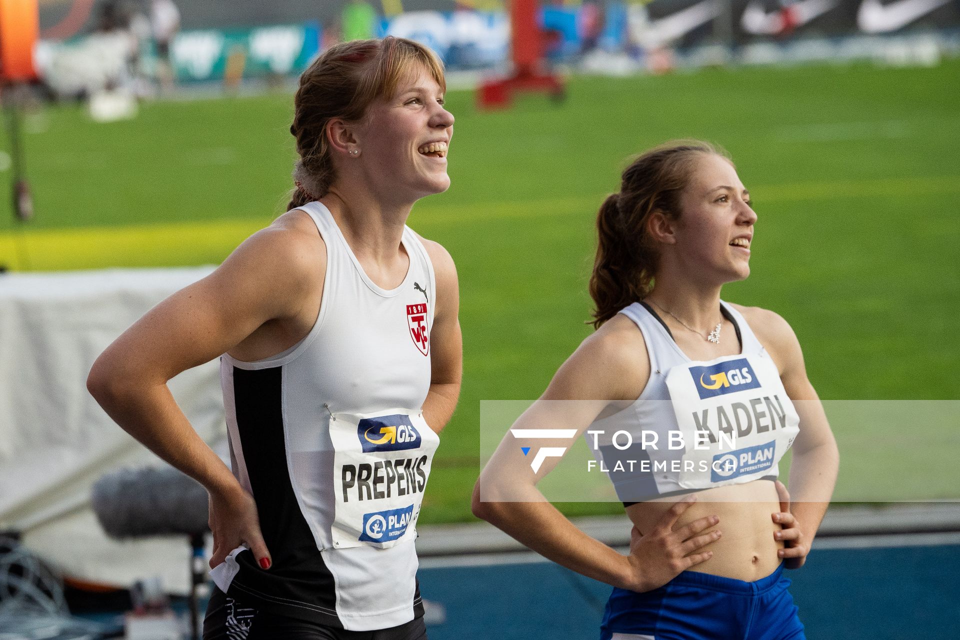 Talea Prepens (TV Cloppenburg) und Lilly Kaden (FC Schalke 04)im 100m Finale am 08.08.2020 waehrend den deutschen Leichtathletik-Meisterschaften 2020 im Eintracht-Stadion in Braunschweig