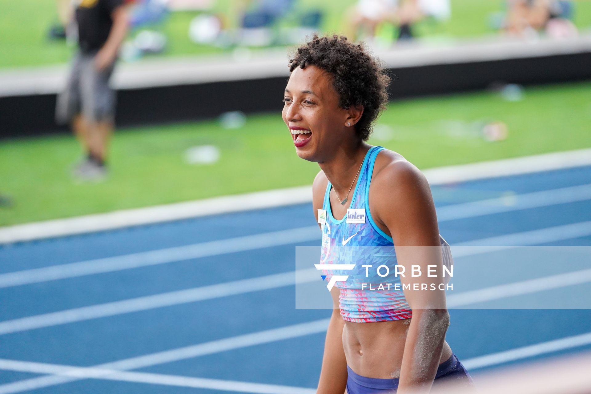 Deutsche Meisterin im Weitsprung Malaika Mihambo (LG Kurpfalz) am 09.08.2020 waehrend den deutschen Leichtathletik-Meisterschaften 2020 im Eintracht-Stadion in Braunschweig an Tag 2 (Nachmittags-Session)
