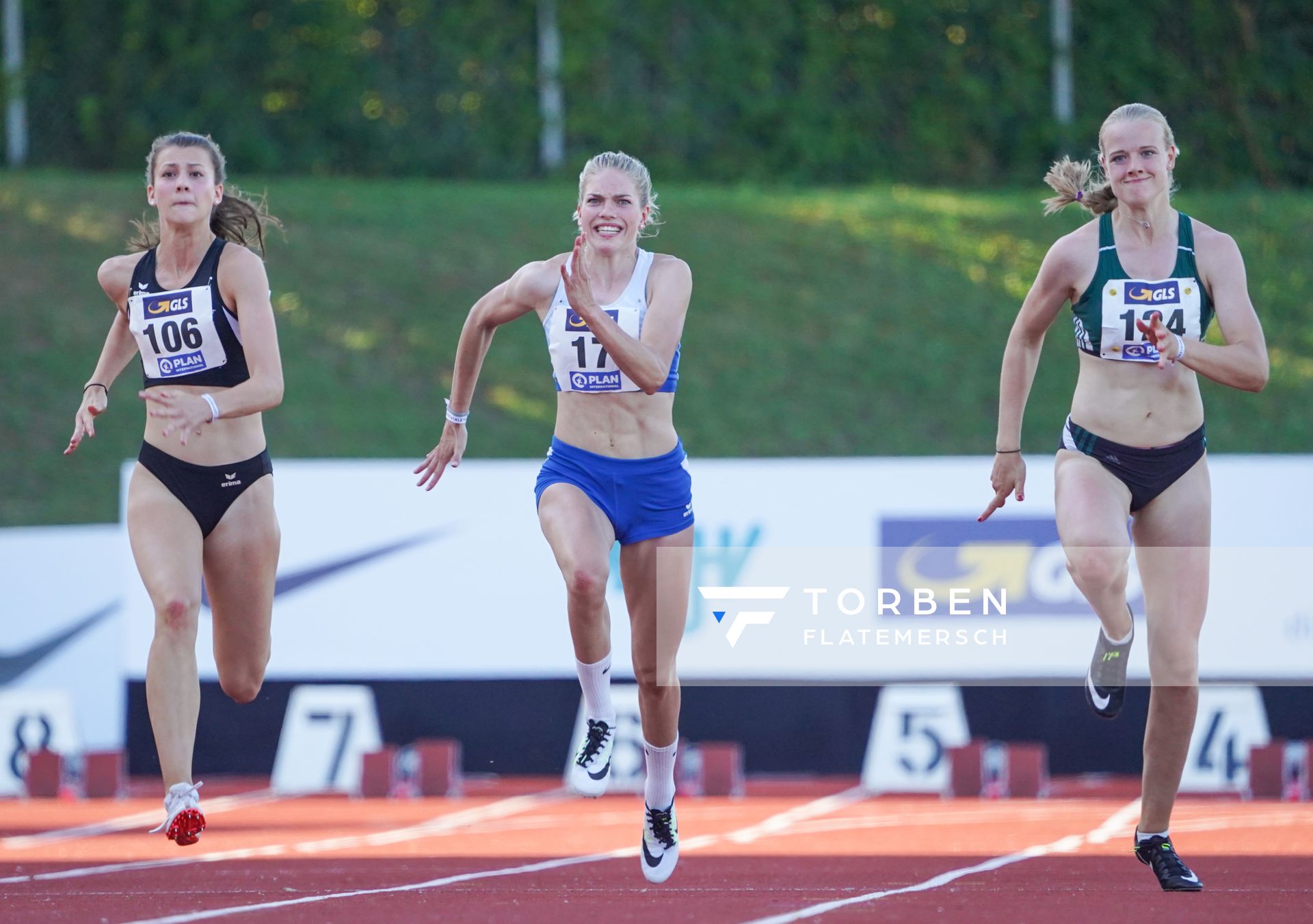 Marie Dehning (LG Celle-Land) ueber 100m bei den deutschen Leichtathletik-Mehrkampfmeisterschaften (Tag 1) am 21.08.2020 in Vaterstetten (Bayern)
