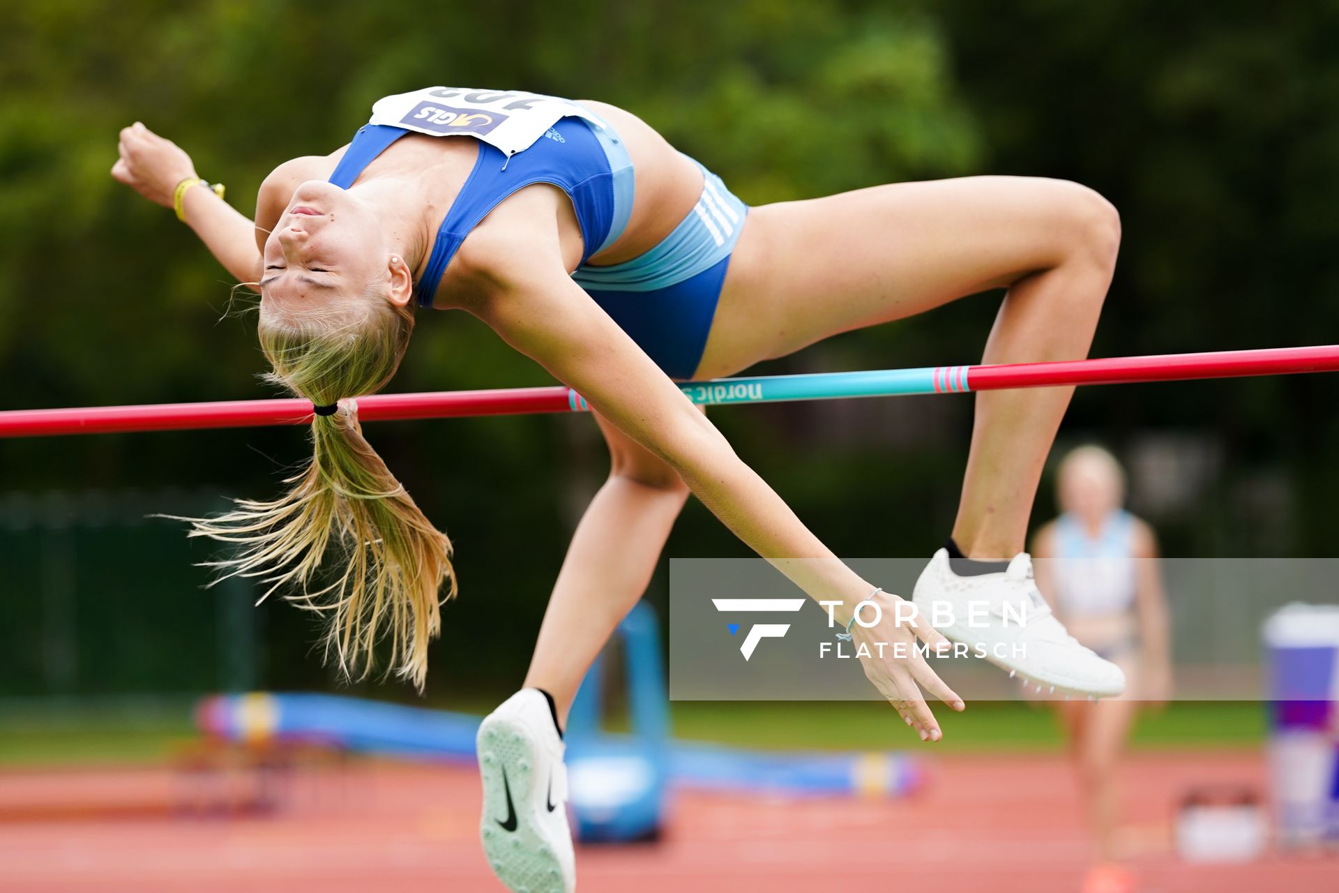 Lara Siemer (Rukeli Trollmann e. V.) im Hochsprung ;Deutsche Leichtathletik-Mehrkampfmeisterschaften (Tag 1) am 22.08.2020 in Vaterstetten (Bayern)