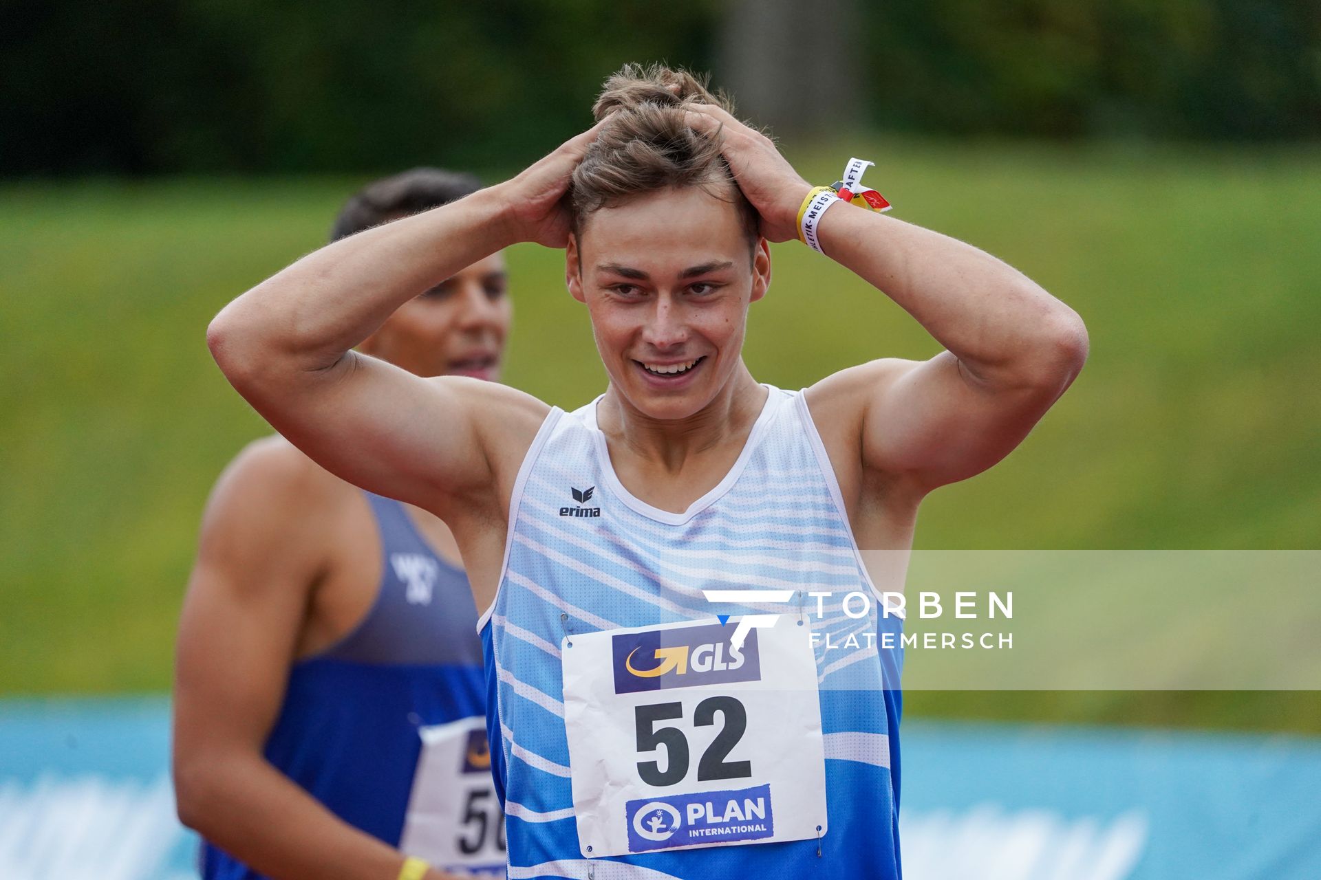 Martin Kratz (TV Gelnhausen) schnellster ueber 100m;Deutsche Leichtathletik-Mehrkampfmeisterschaften (Tag 2) am 22.08.2020 in Vaterstetten (Bayern)