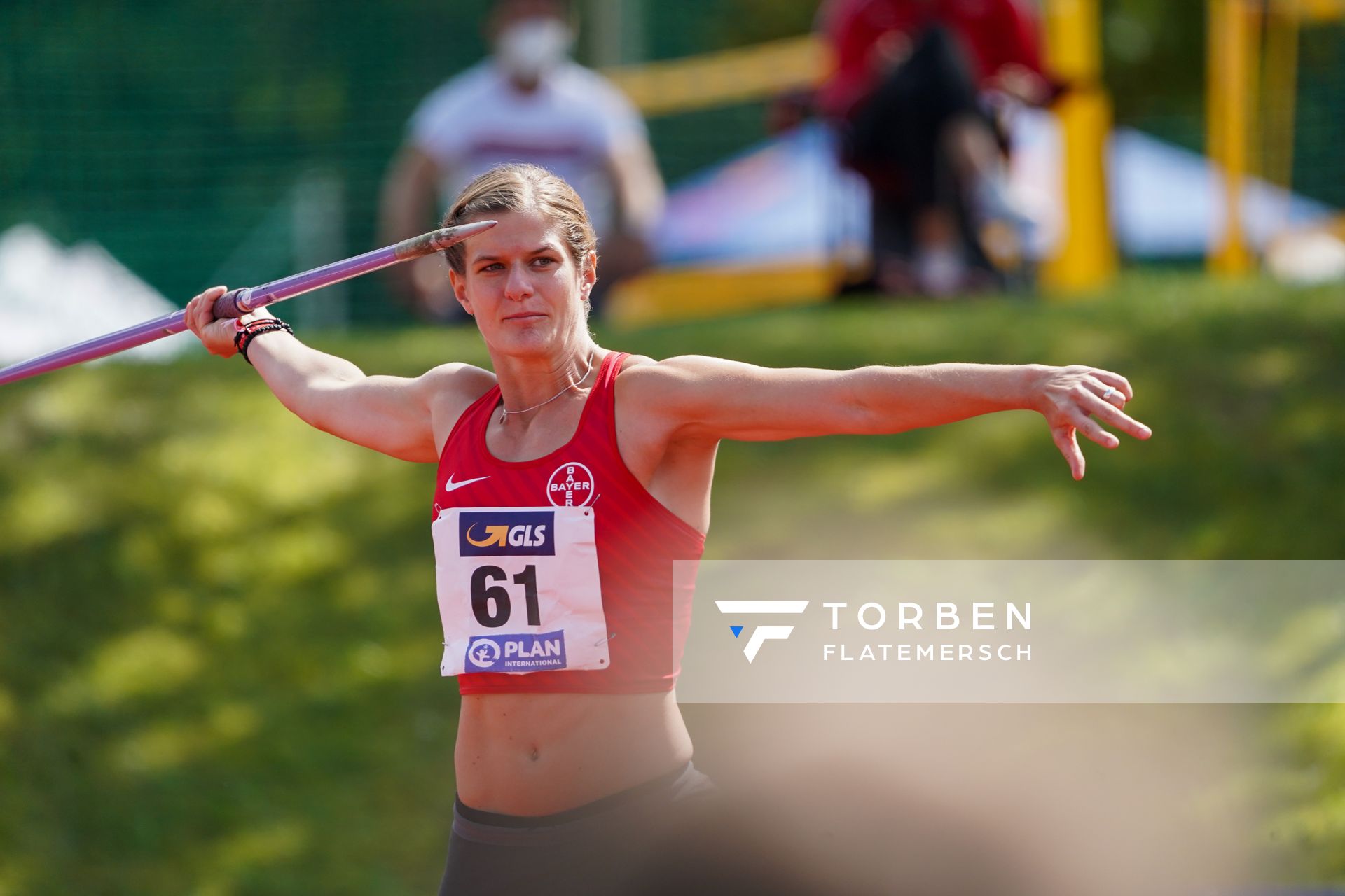 Anna Maiwald (TSV Bayer 04 Leverkusen) beim Speerwurf; Deutsche Leichtathletik-Mehrkampfmeisterschaften (Tag 3) am 23.08.2020 in Vaterstetten (Bayern)