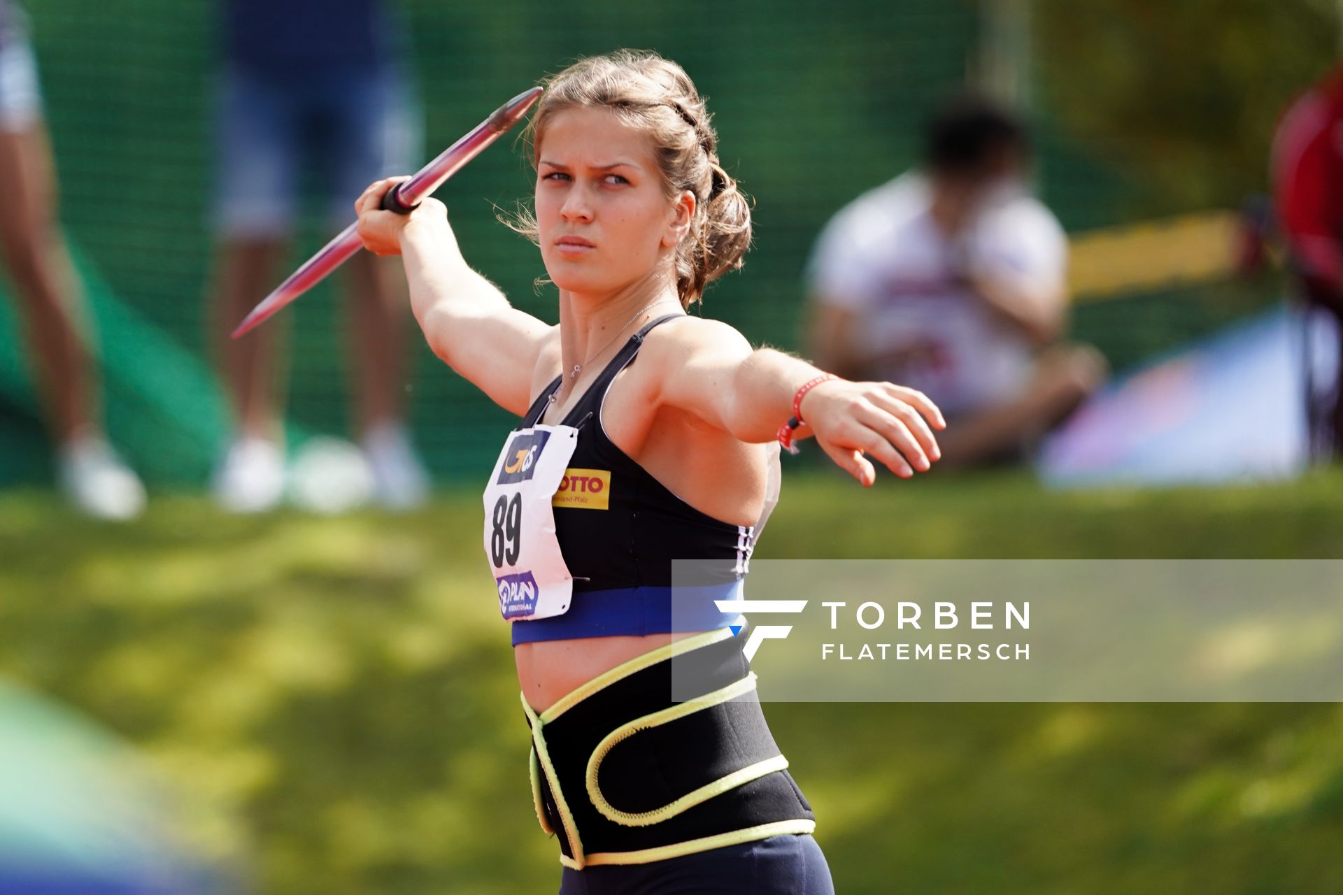 Mareike Roesing (USC Mainz) beim Speerwurf; Deutsche Leichtathletik-Mehrkampfmeisterschaften (Tag 3) am 23.08.2020 in Vaterstetten (Bayern)