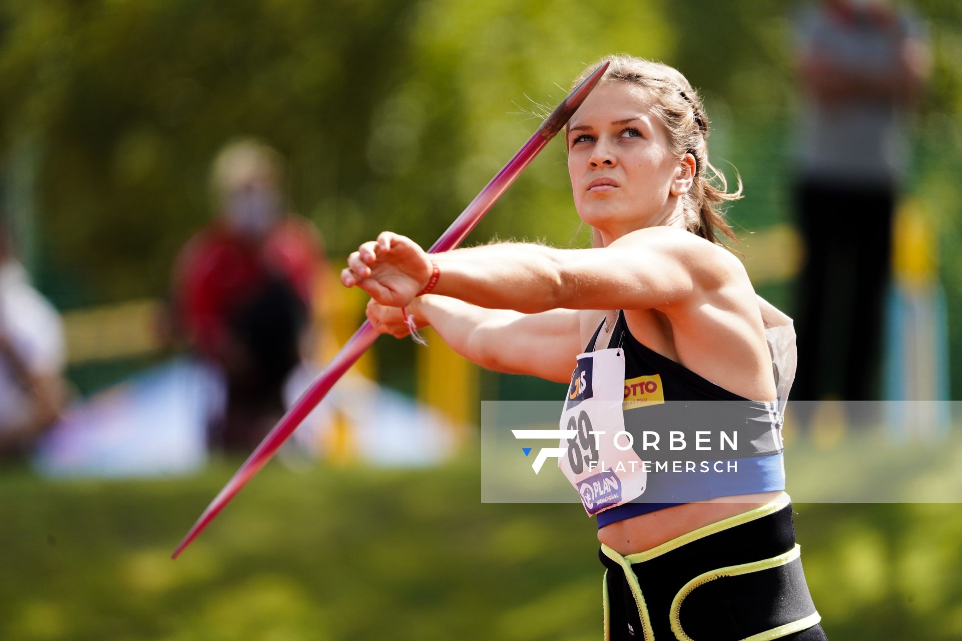 Mareike Roesing (USC Mainz) beim Speerwurf; Deutsche Leichtathletik-Mehrkampfmeisterschaften (Tag 3) am 23.08.2020 in Vaterstetten (Bayern)