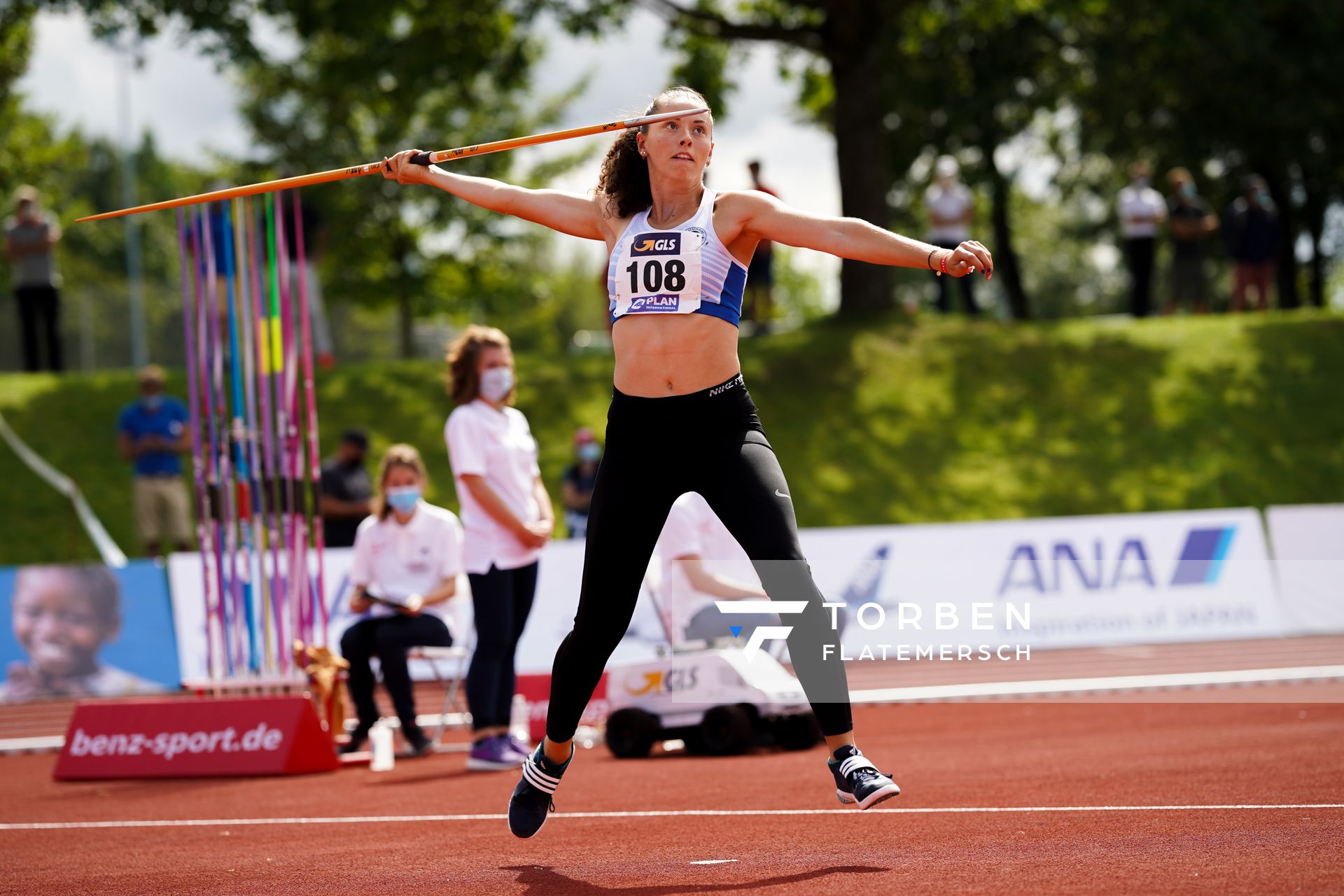 Angela Stockert (SpVgg. Auerbach/Streitheim) beim Speerwurf; Deutsche Leichtathletik-Mehrkampfmeisterschaften (Tag 3) am 23.08.2020 in Vaterstetten (Bayern)