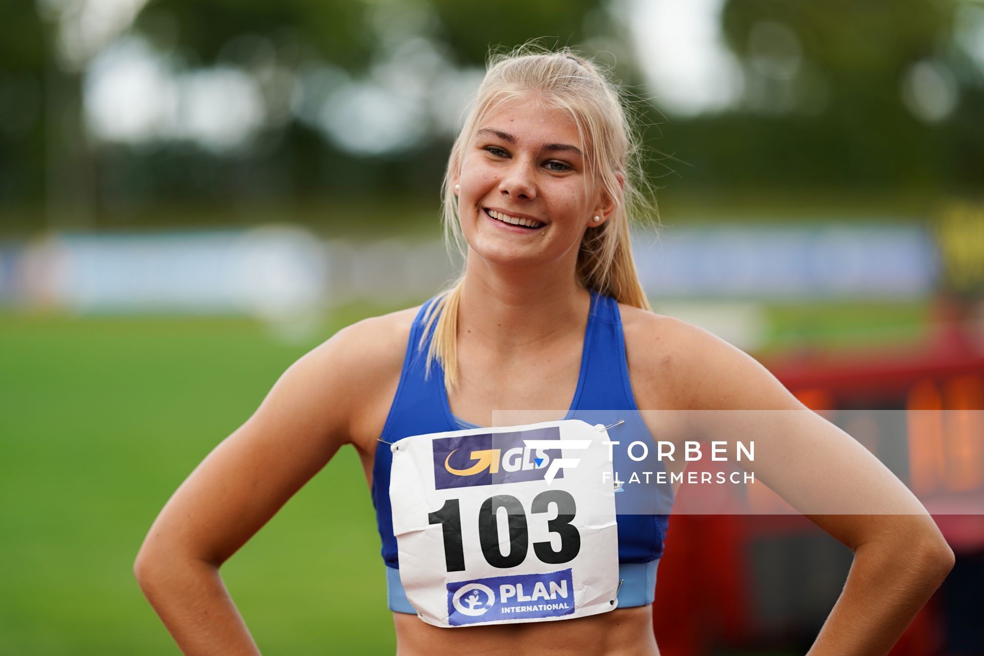 Deutsche U20 Mehrkampfmeisterin Lara Siemer (Rukeli Trollmann e. V.); Deutsche Leichtathletik-Mehrkampfmeisterschaften (Tag 3) am 23.08.2020 in Vaterstetten (Bayern)