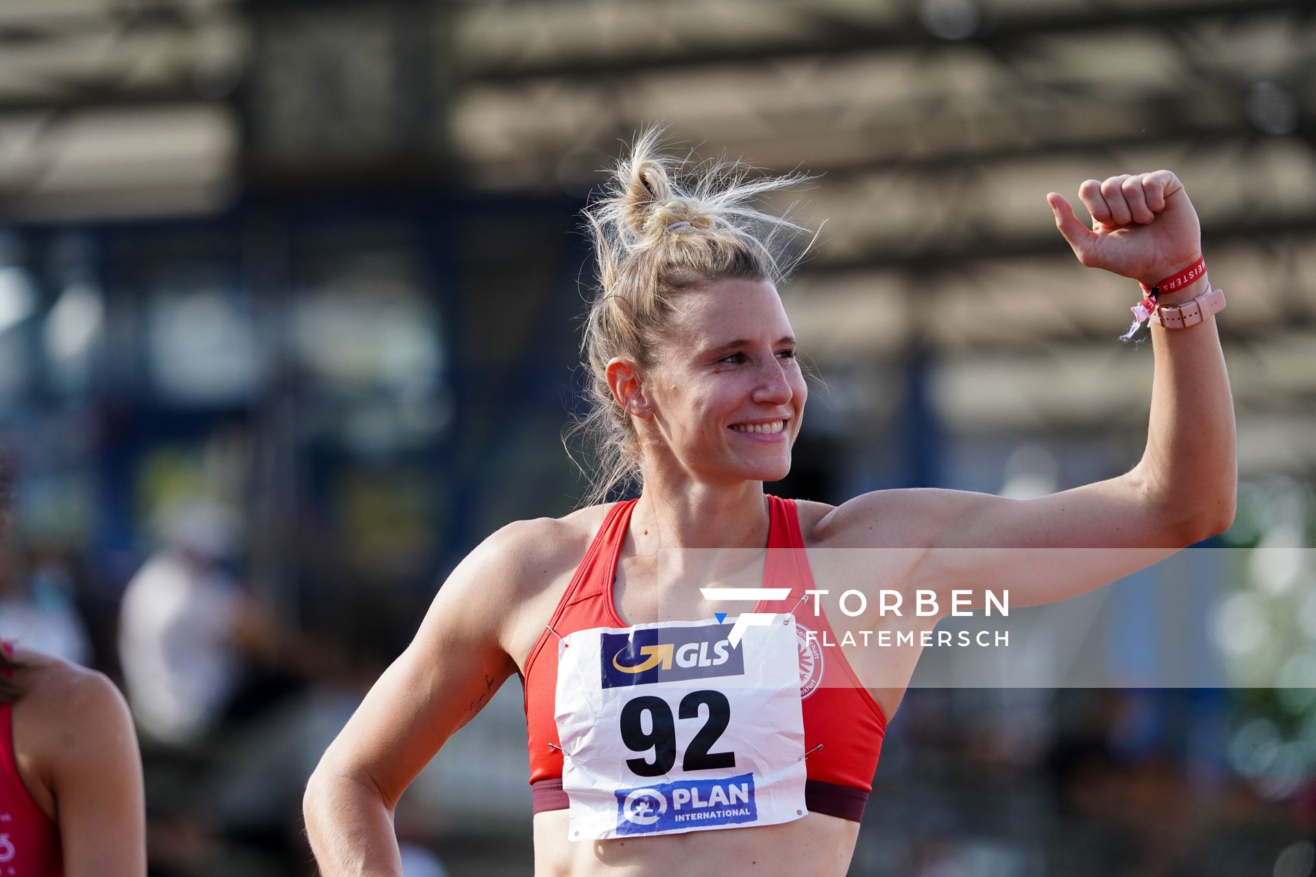 Deutsche Mehrkampfmeisterin Carolin Schaefer (LG Eintracht Frankfurt);Deutsche Leichtathletik-Mehrkampfmeisterschaften (Tag 3) am 23.08.2020 in Vaterstetten (Bayern)