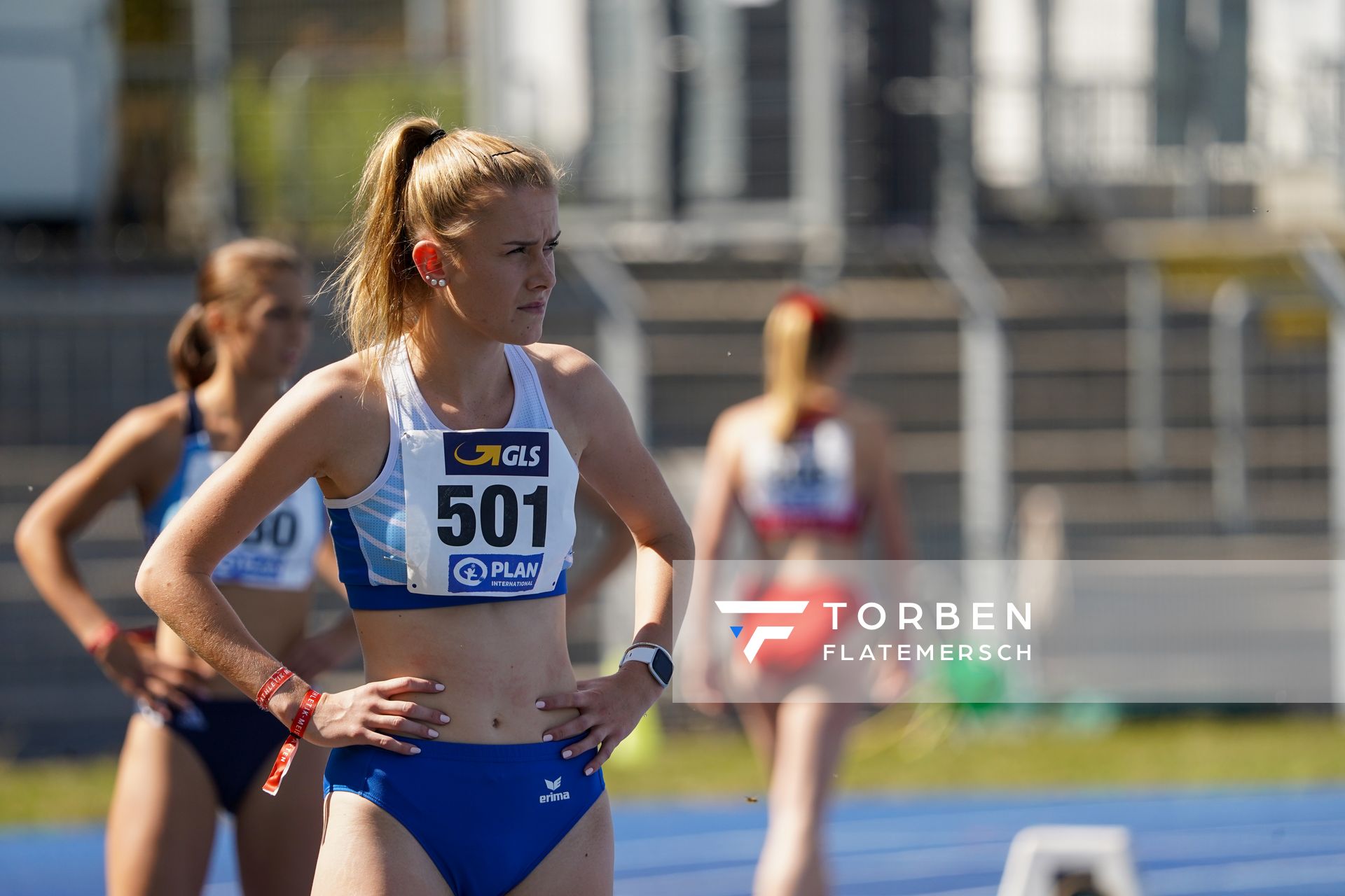 Nane Maass (Polizei SV Eutin) vor dem 400m Vorlauf am 04.09.2020 waehrend den deutschen Leichtathletik-Jugendmeisterschaften im Frankenstadion in Heilbronn (Tag1)