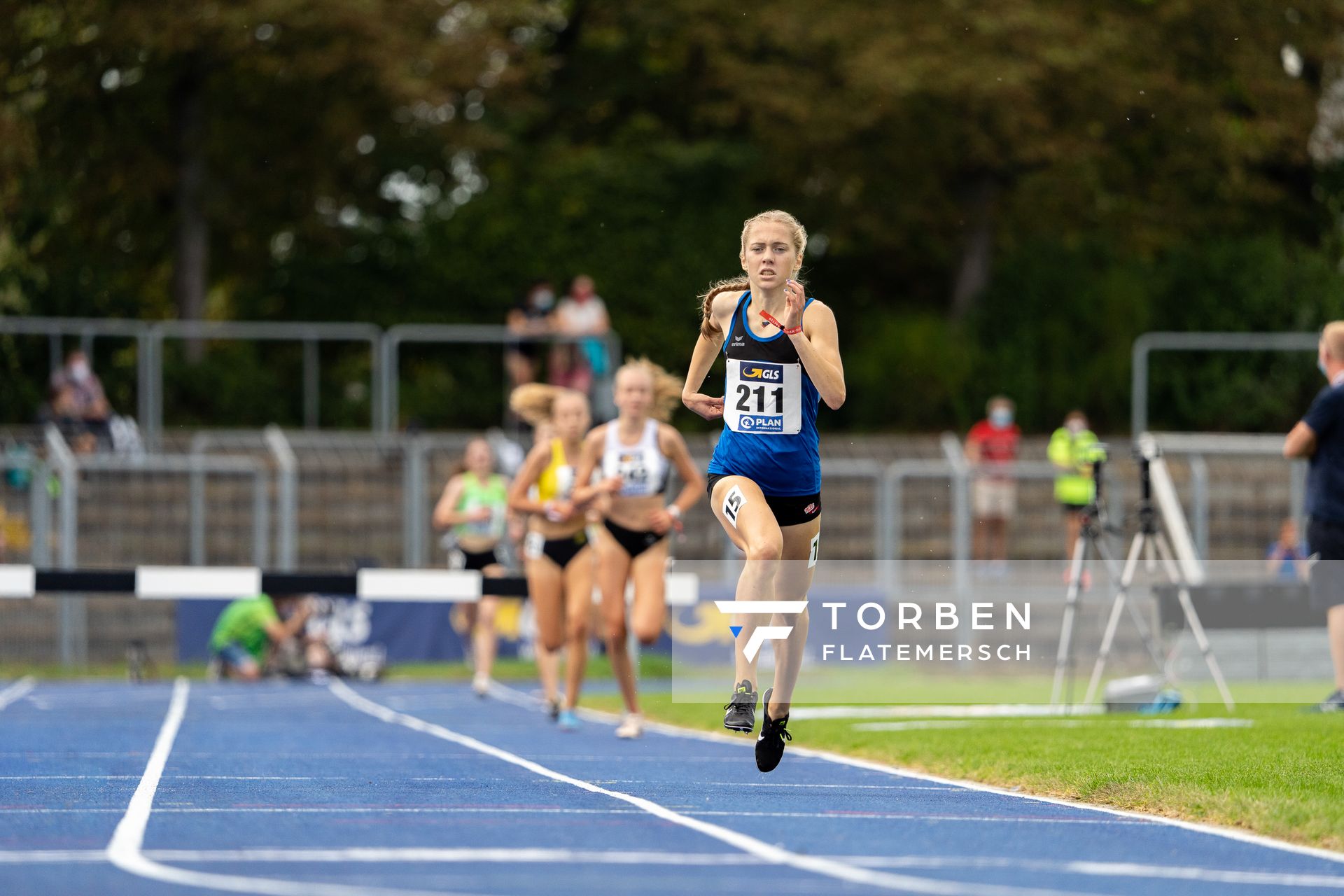 Ronja Funck (TV Jahn Walsrode) ueber 2000m Hindernis am 04.09.2020 waehrend den deutschen Leichtathletik-Jugendmeisterschaften im Frankenstadion in Heilbronn (Tag1)