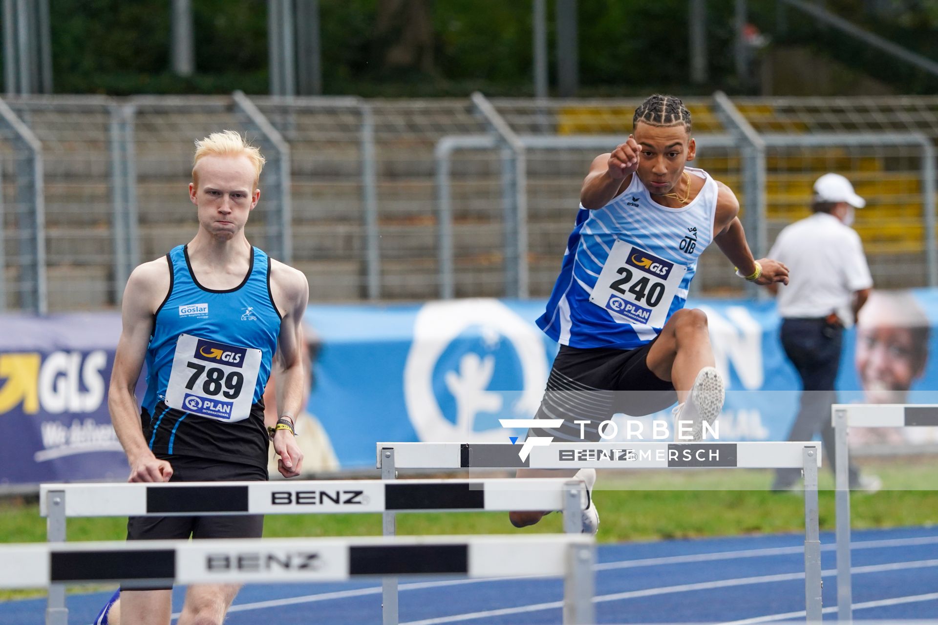 Jordan Gordon (OTB Osnabrueck) ueber 400m Huerden am 05.09.2020 waehrend den deutschen Leichtathletik-Jugendmeisterschaften im Frankenstadion in Heilbronn (Tag2)