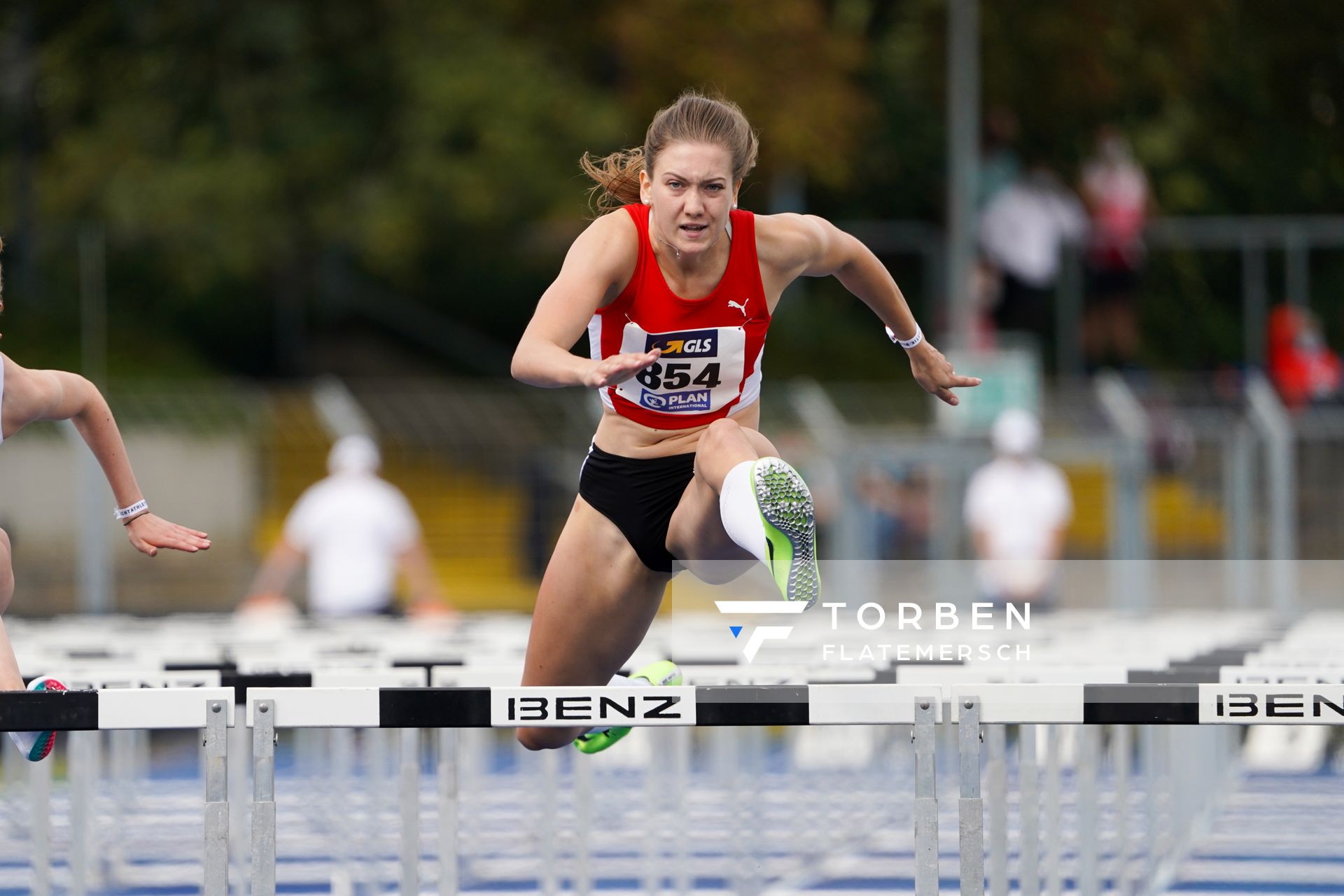 Lily Louisa Wildhagen (TKJ Sarstedt) am 06.09.2020 waehrend den deutschen Leichtathletik-Jugendmeisterschaften im Frankenstadion in Heilbronn (Tag 3)