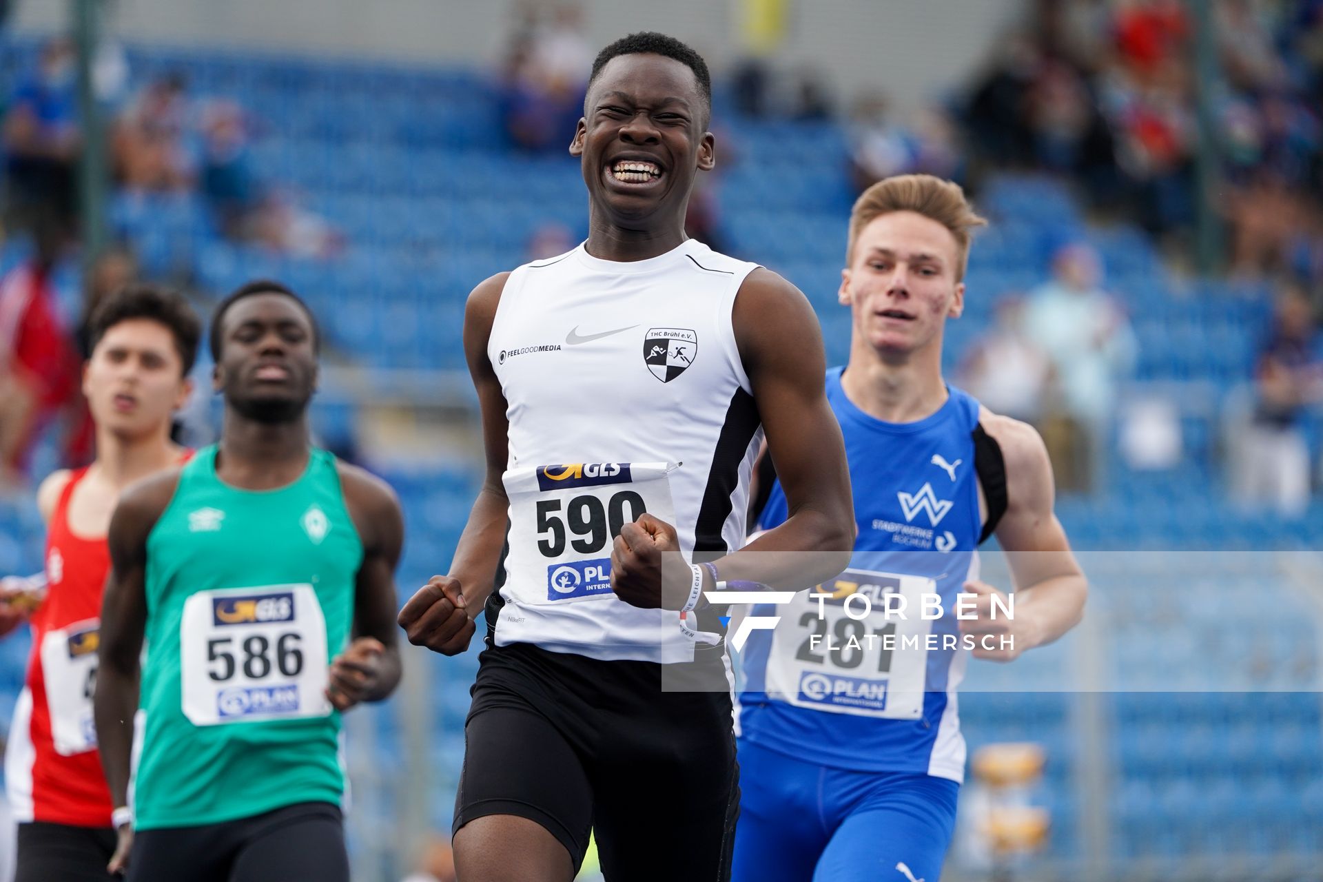 Chidera Onuoha (THC Bruehl) am 06.09.2020 waehrend den deutschen Leichtathletik-Jugendmeisterschaften im Frankenstadion in Heilbronn (Tag 3)