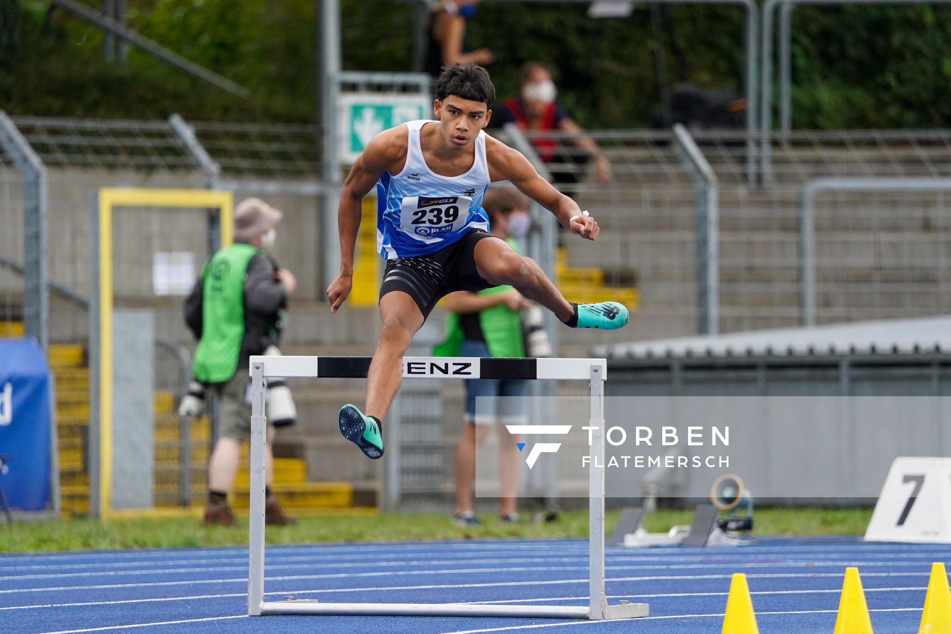 Jason Gordon (OTB Osnabrueck) im 400m Huerden Finale am 06.09.2020 waehrend den deutschen Leichtathletik-Jugendmeisterschaften im Frankenstadion in Heilbronn (Tag 3)