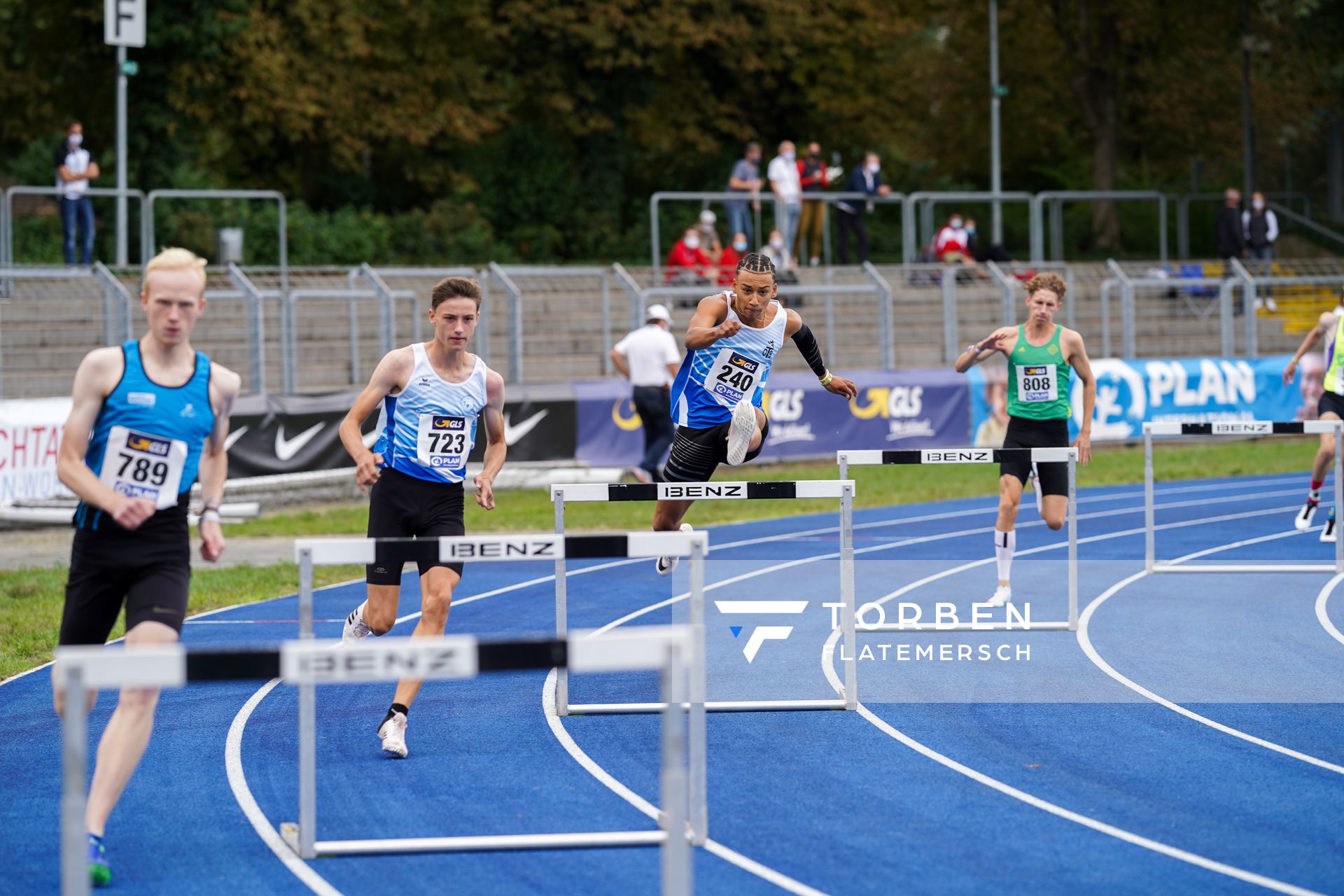 Jordan Gordon (OTB Osnabrueck) im 400m Huerden Finale am 06.09.2020 waehrend den deutschen Leichtathletik-Jugendmeisterschaften im Frankenstadion in Heilbronn (Tag 3)
