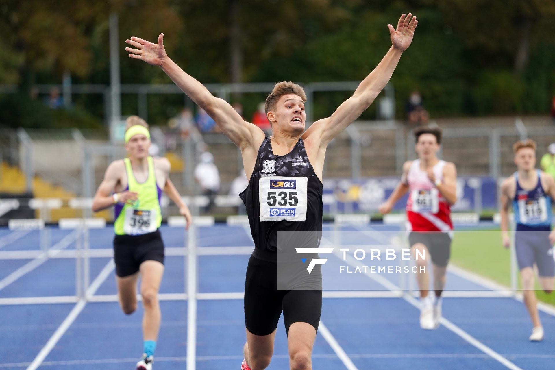 Marcel Meyer (Hannover 96) gewinnt die 400m Huerden der U20 am 06.09.2020 waehrend den deutschen Leichtathletik-Jugendmeisterschaften im Frankenstadion in Heilbronn (Tag 3)