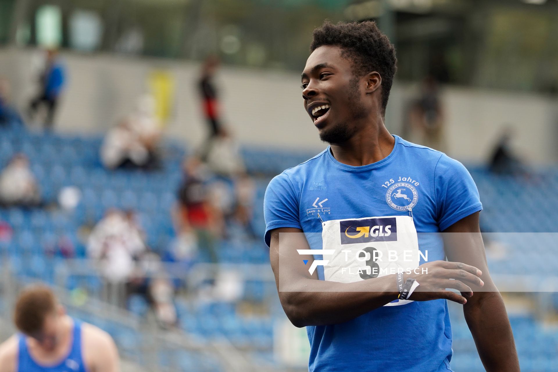 James Adebola (OSC Berlin) am 06.09.2020 waehrend den deutschen Leichtathletik-Jugendmeisterschaften im Frankenstadion in Heilbronn (Tag 3)