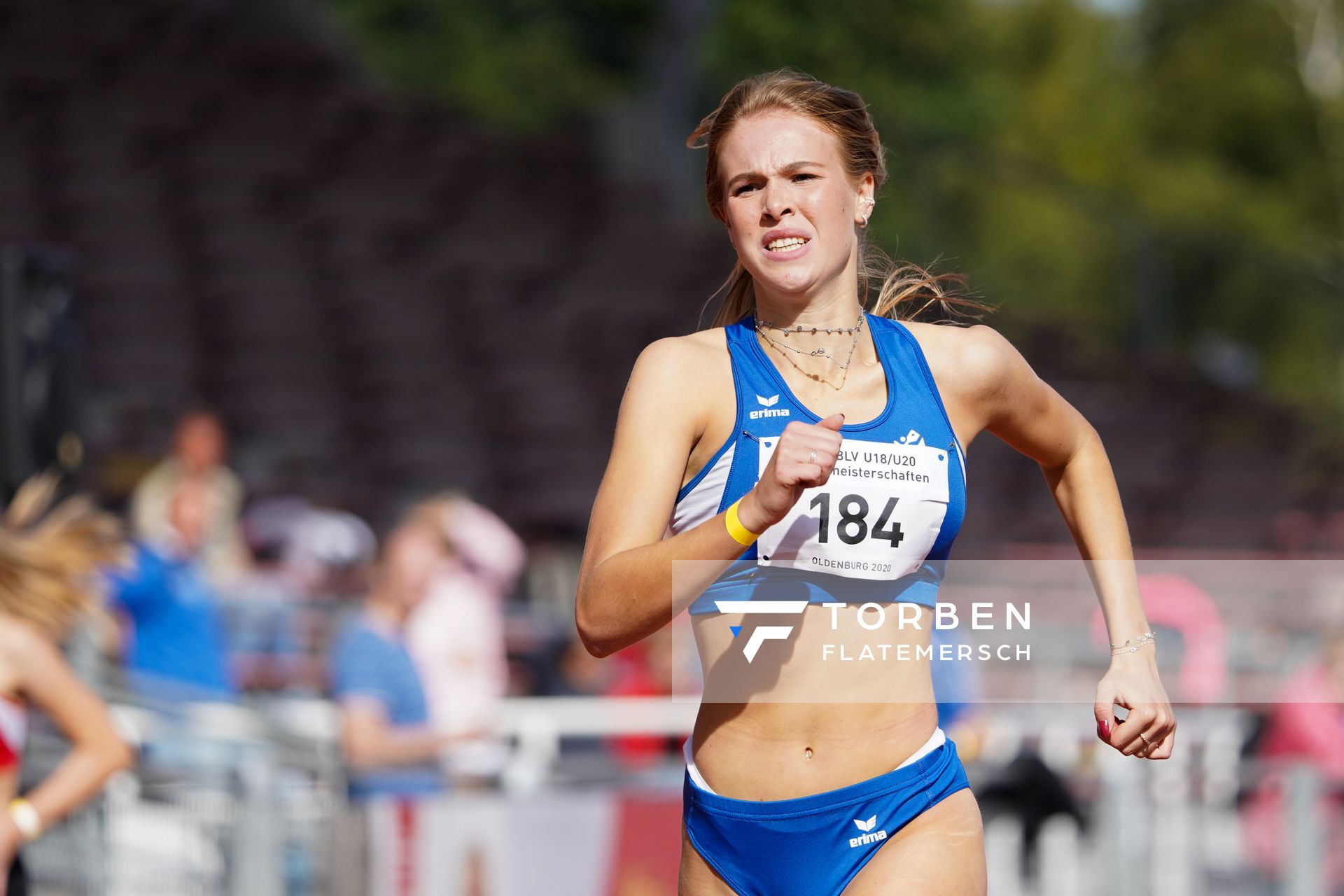 Marlene Stoehr (OTB Osnabrueck) ueber 400m Huerden am 19.09.2020 waehrend den niedersaechsischen Leichtathletik-Landesmeisterschaften U18/U20 im Stadion am Marschweg in Oldenburg (Tag 1)