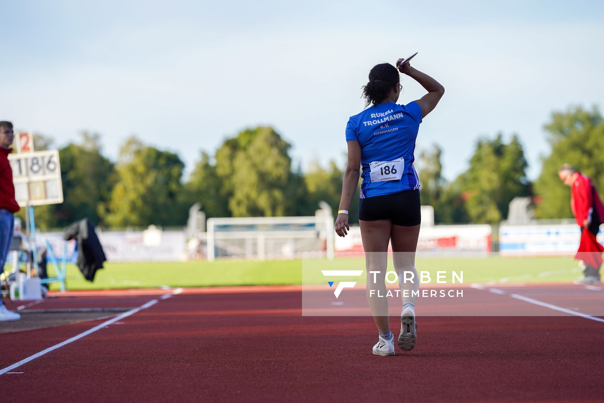 Apolline Mekok (Rukeli Trollmann e. V.) am 19.09.2020 waehrend den niedersaechsischen Leichtathletik-Landesmeisterschaften U18/U20 im Stadion am Marschweg in Oldenburg (Tag 1)