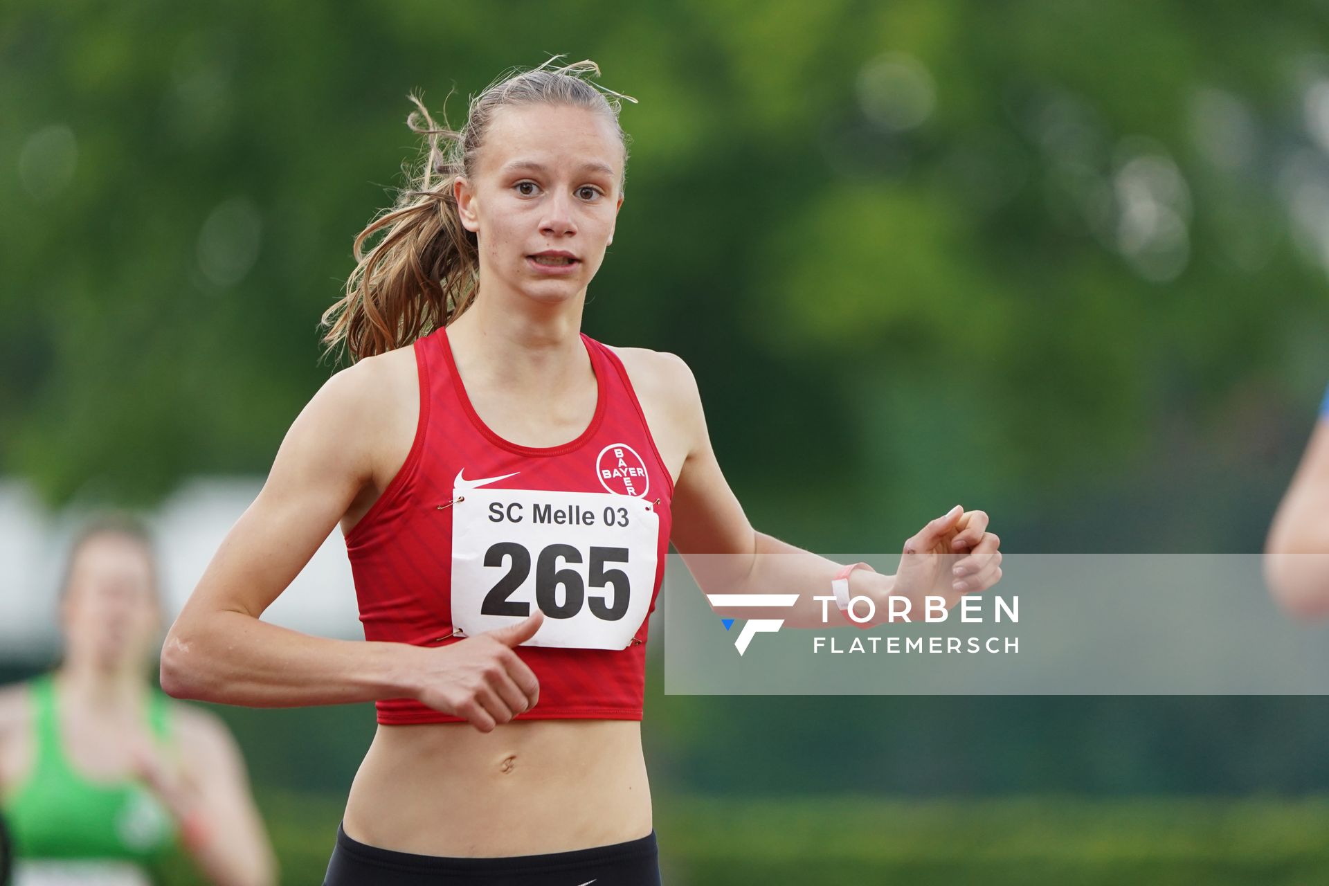 Berit Scheid (TSV Bayer 04 Leverkusen) ueber 800m am 29.05.2021 waehrend des Frank Ruediger Sportfestes auf dem Carl-Starcke-Platz in Melle