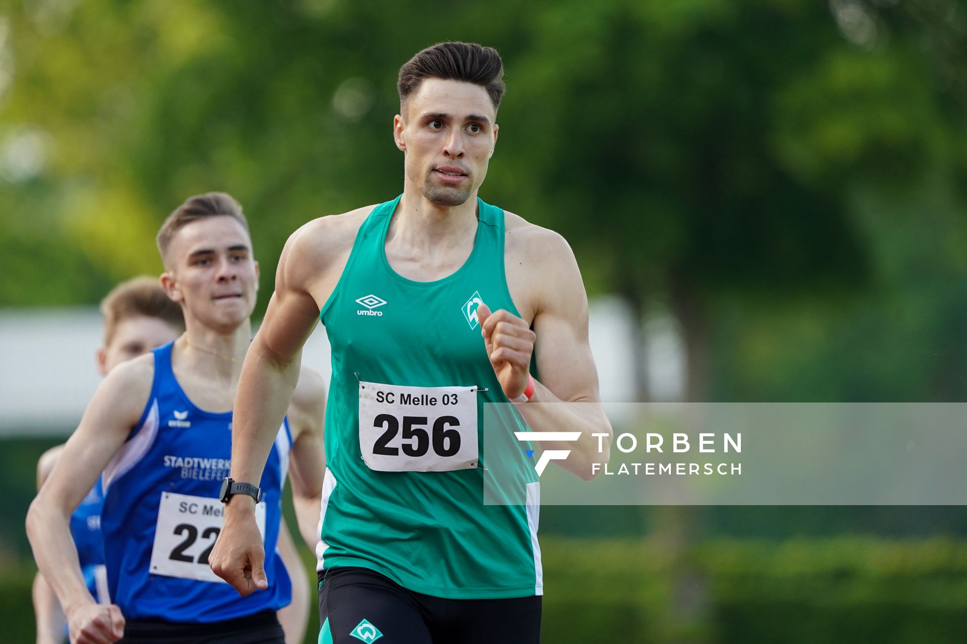 Fabian Riegelsberger (SV Werder Bremen) ueber 800m am 29.05.2021 waehrend des Frank Ruediger Sportfestes auf dem Carl-Starcke-Platz in Melle