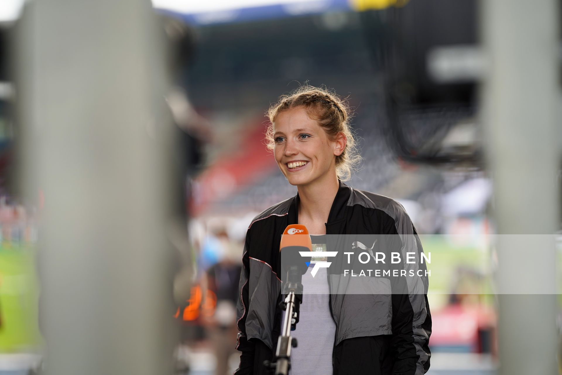 uImke Onnen (Hannover 96) im Interview am 05.06.2021 waehrend den deutschen Leichtathletik-Meisterschaften 2021 im Eintracht-Stadion in Braunschweig