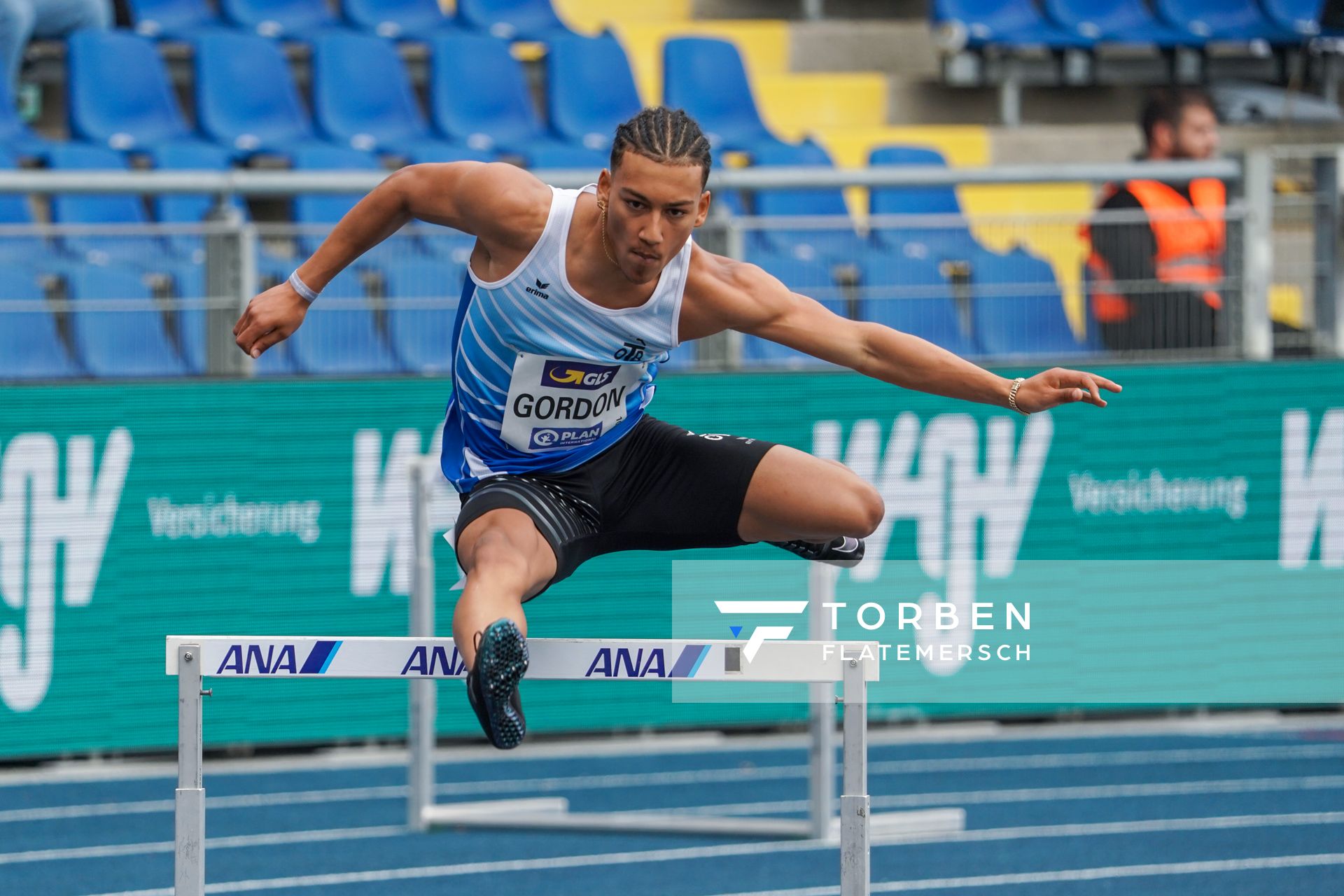 Jordan Gordon (OTB Osnabrueck) im Vorlauf ueber 400m Huerden am 05.06.2021 waehrend den deutschen Leichtathletik-Meisterschaften 2021 im Eintracht-Stadion in Braunschweig