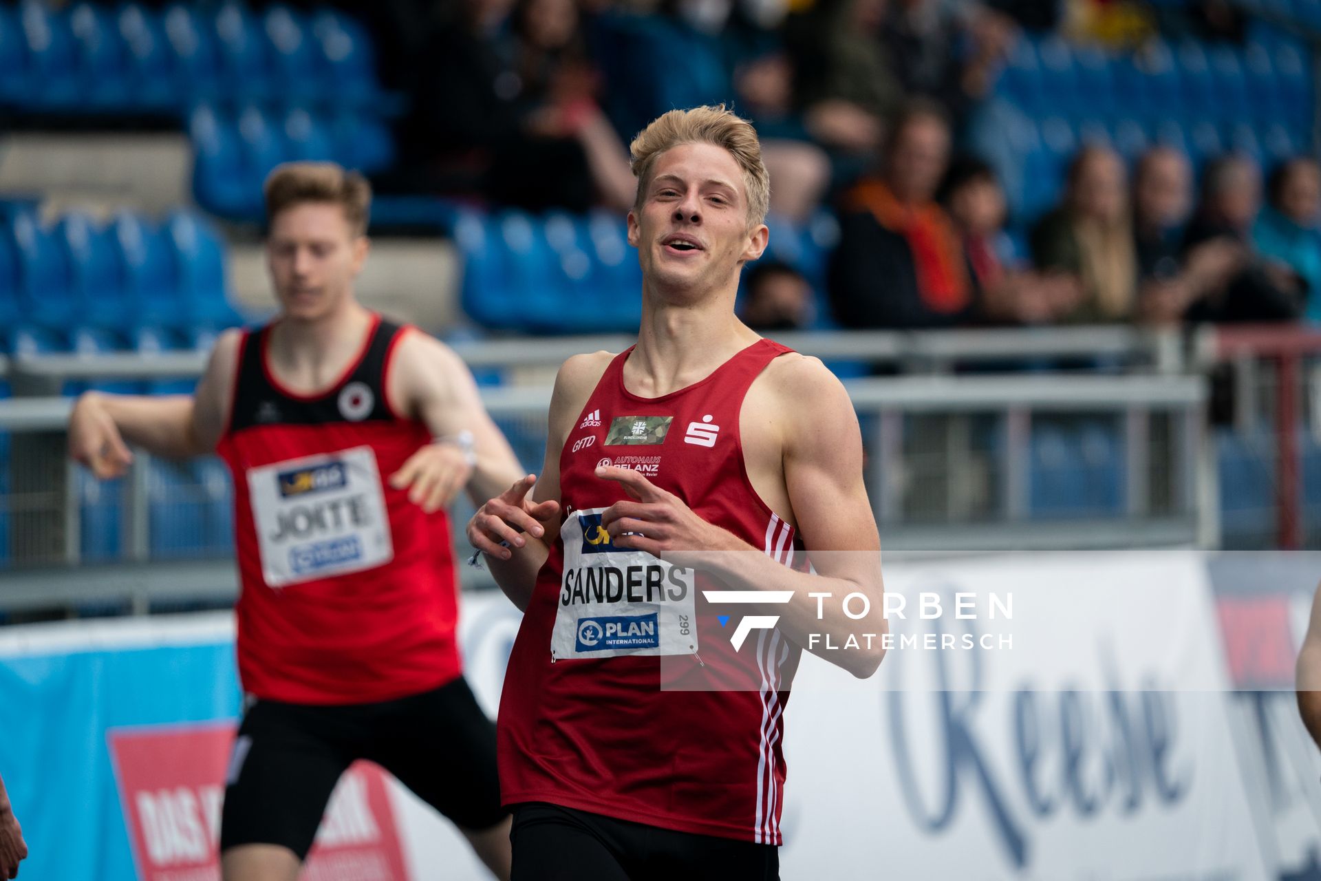 Manuel Sanders (LG Olympia Dortmund) gewinnt die 400m am 06.06.2021 waehrend den deutschen Leichtathletik-Meisterschaften 2021 im Eintracht-Stadion in Braunschweig
