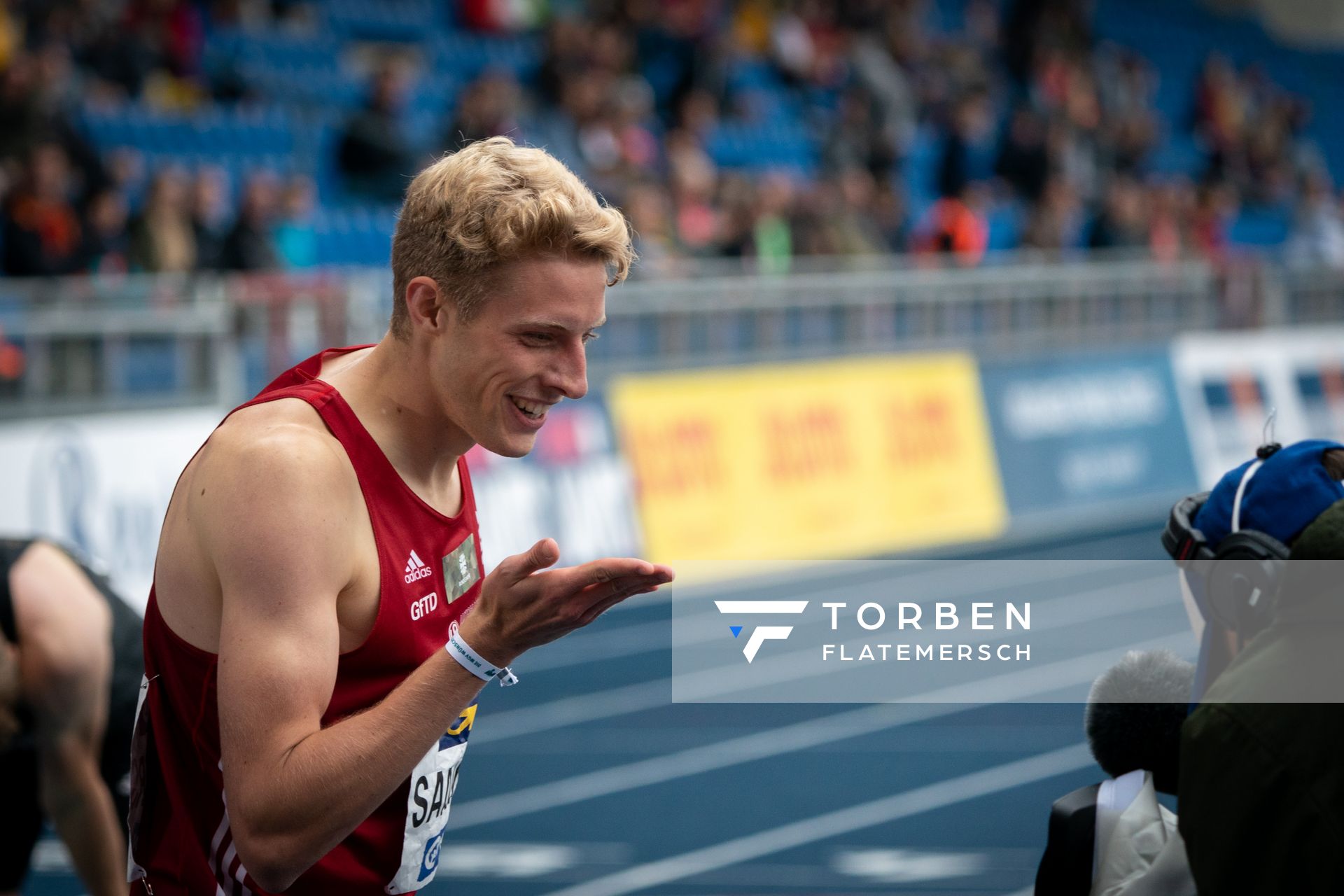 Manuel Sanders (LG Olympia Dortmund) gewinnt die 400m am 06.06.2021 waehrend den deutschen Leichtathletik-Meisterschaften 2021 im Eintracht-Stadion in Braunschweig