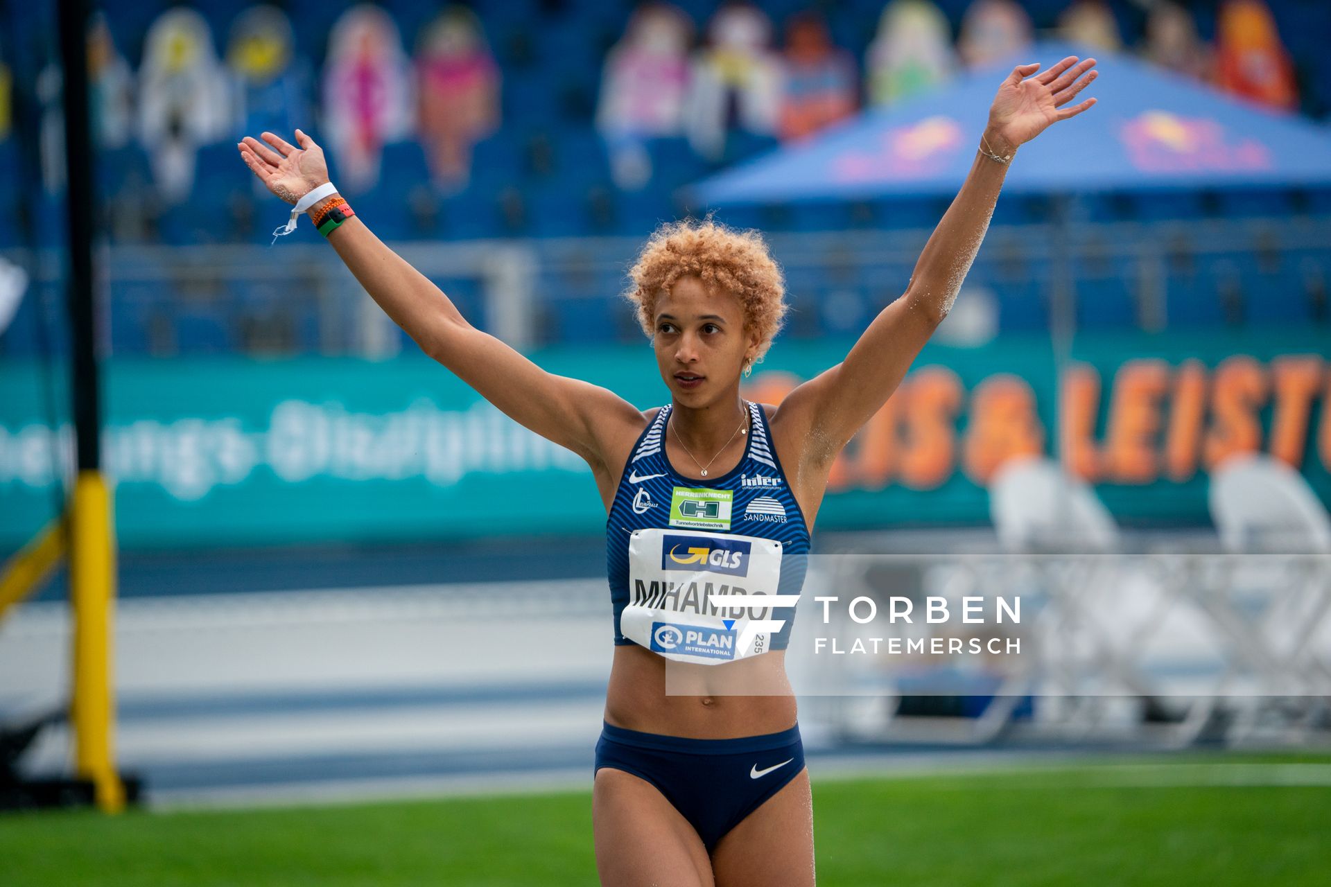 Malaika Mihambo (LG Kurpfalz) am 06.06.2021 waehrend den deutschen Leichtathletik-Meisterschaften 2021 im Eintracht-Stadion in Braunschweig
