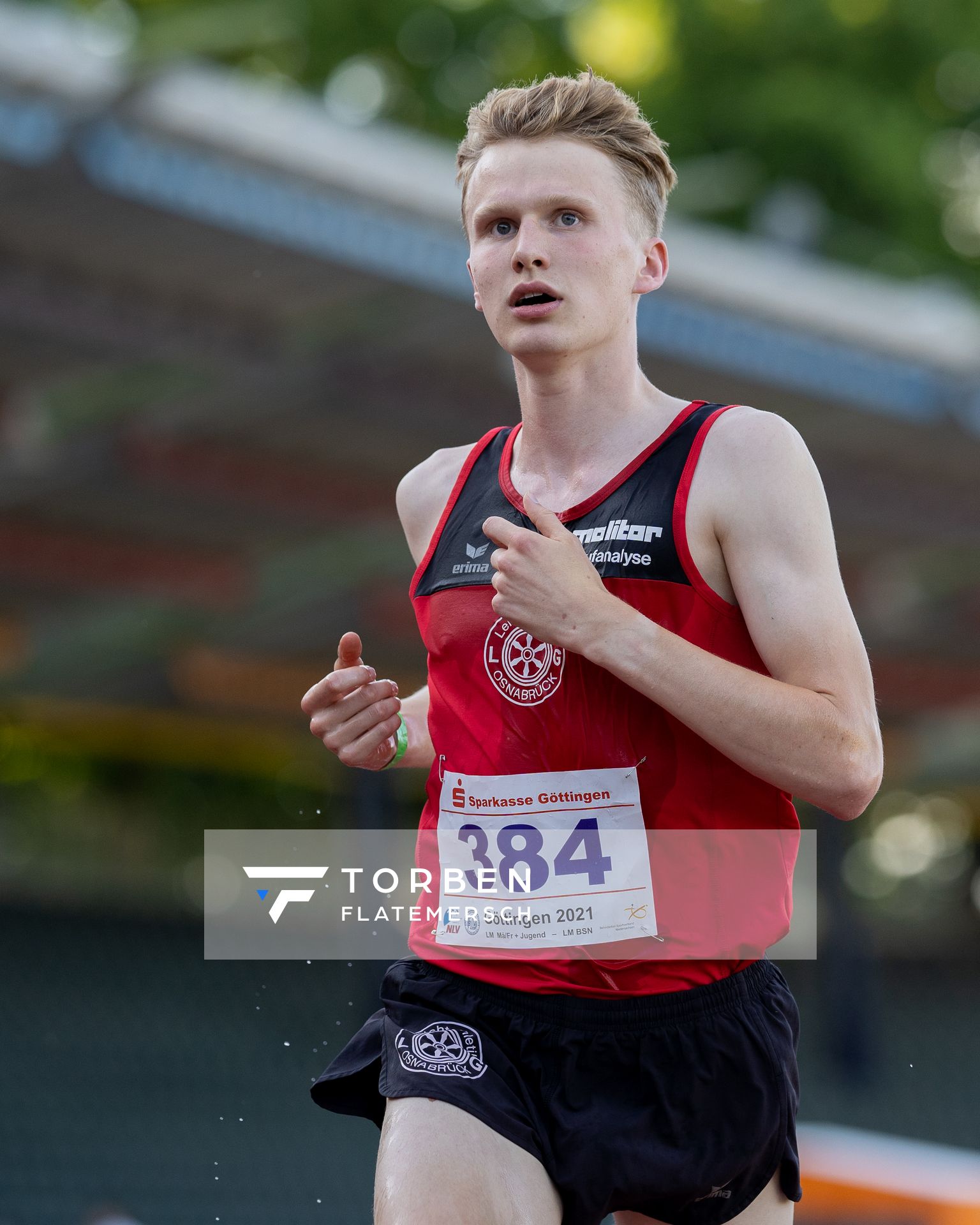 Linus Vennemann (LG Osnabrueck) und Alexander Fuerle (TSV Eintracht Wolfshagen) am 19.06.2021 waehrend den NLV + BLV Landesmeisterschaften im Jahnstadion in Göttingen