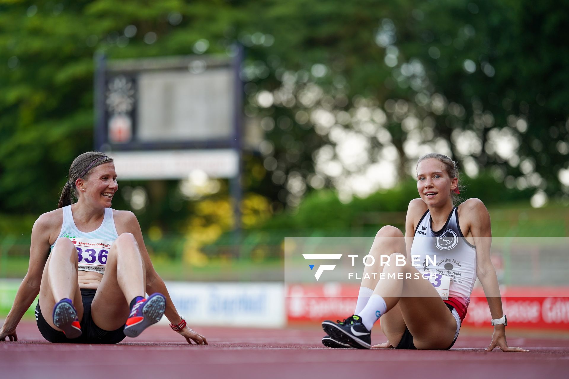 Katharina Stark (VfL Wolfsburg) und Svea Timm (Lueneburger SV)  am 19.06.2021 waehrend den NLV + BLV Landesmeisterschaften im Jahnstadion in Göttingen