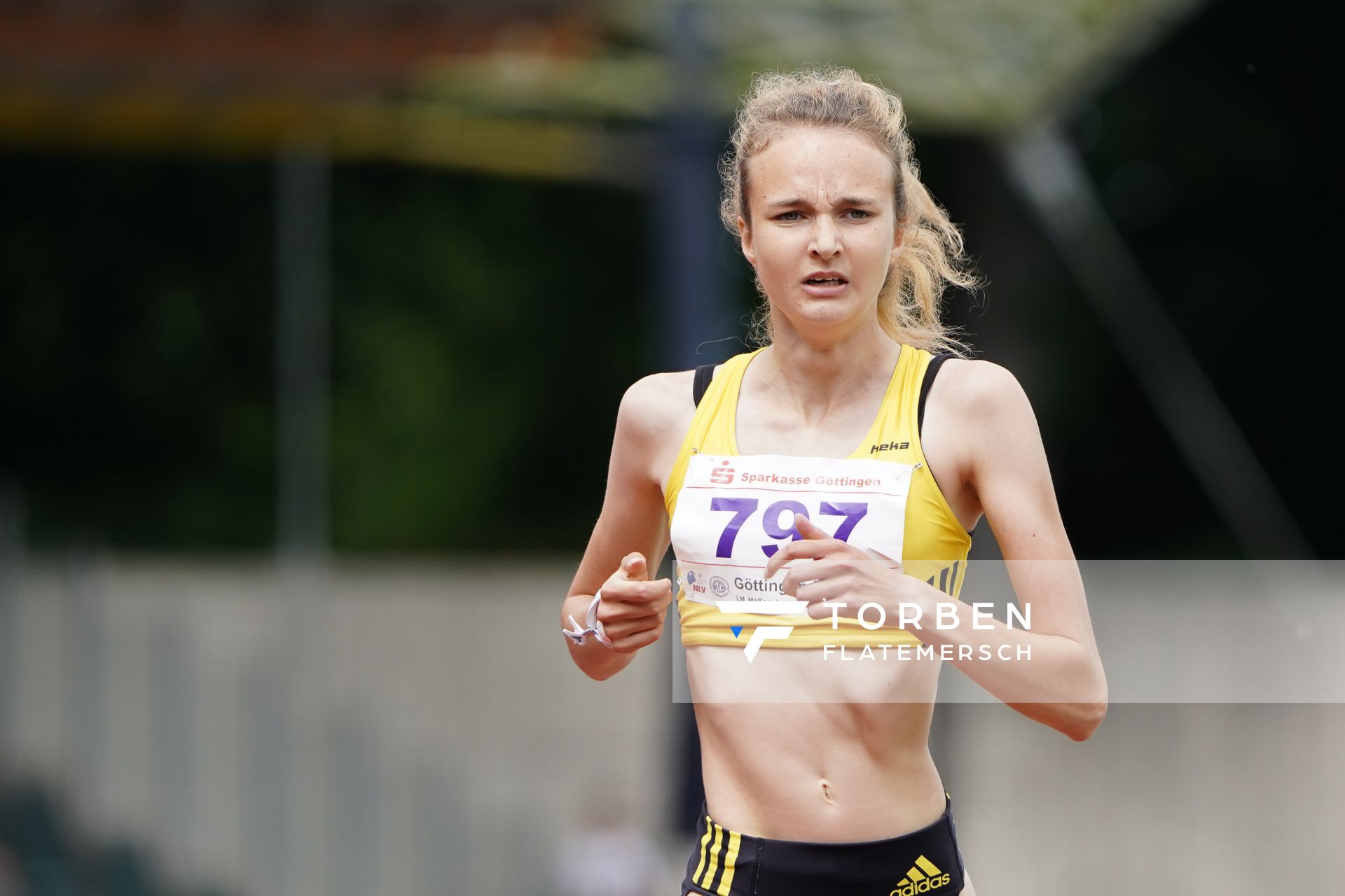 Xenia Krebs (VfL Loeningen) am 20.06.2021 waehrend den NLV + BLV Landesmeisterschaften im Jahnstadion in Göttingen