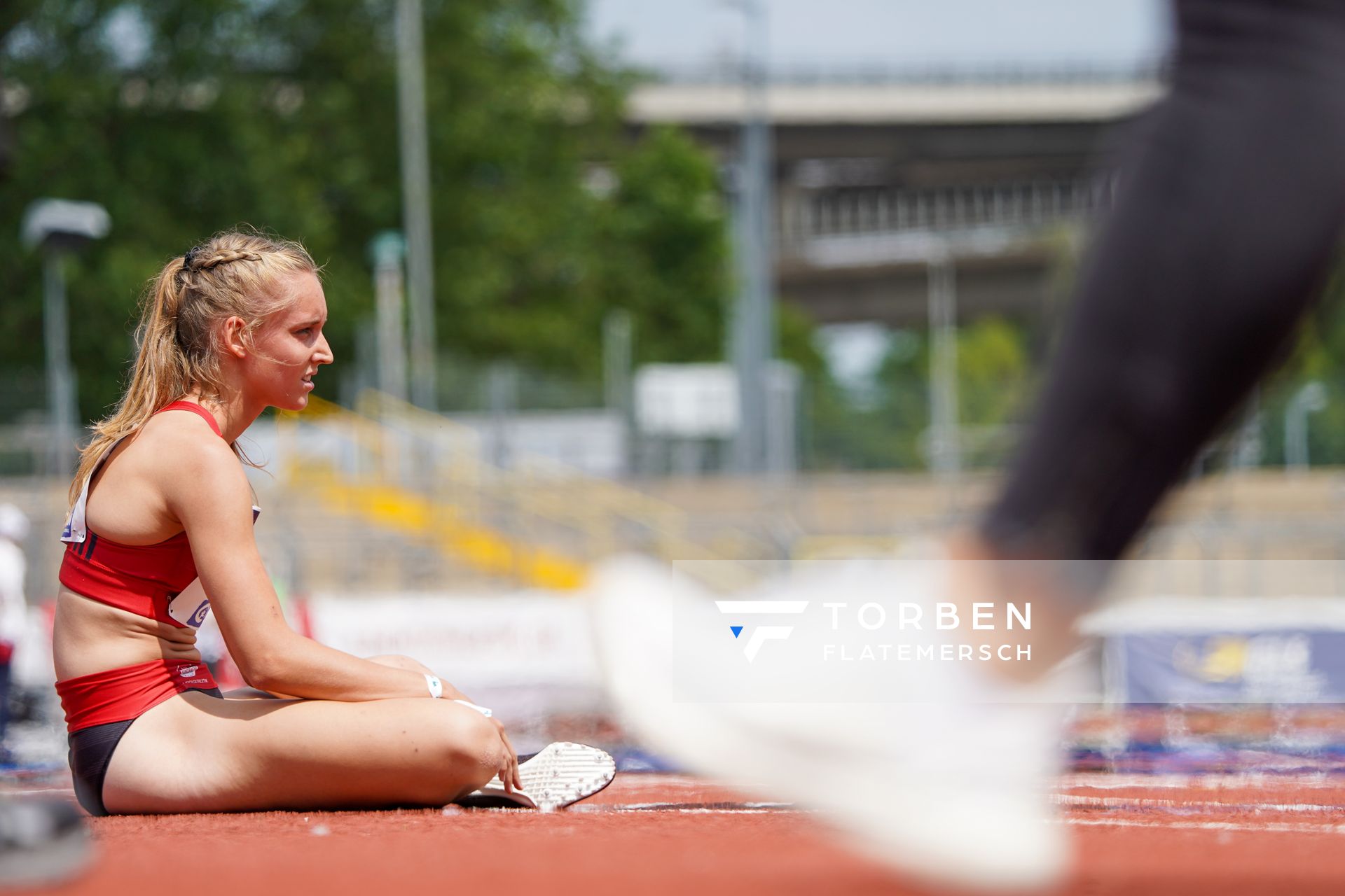 Svenja Pape (VfL Eintracht Hannover) im 400m Vorlauf am 26.06.2021 waehrend den deutschen U23 Leichtathletik-Meisterschaften 2021 im Stadion Oberwerth in Koblenz