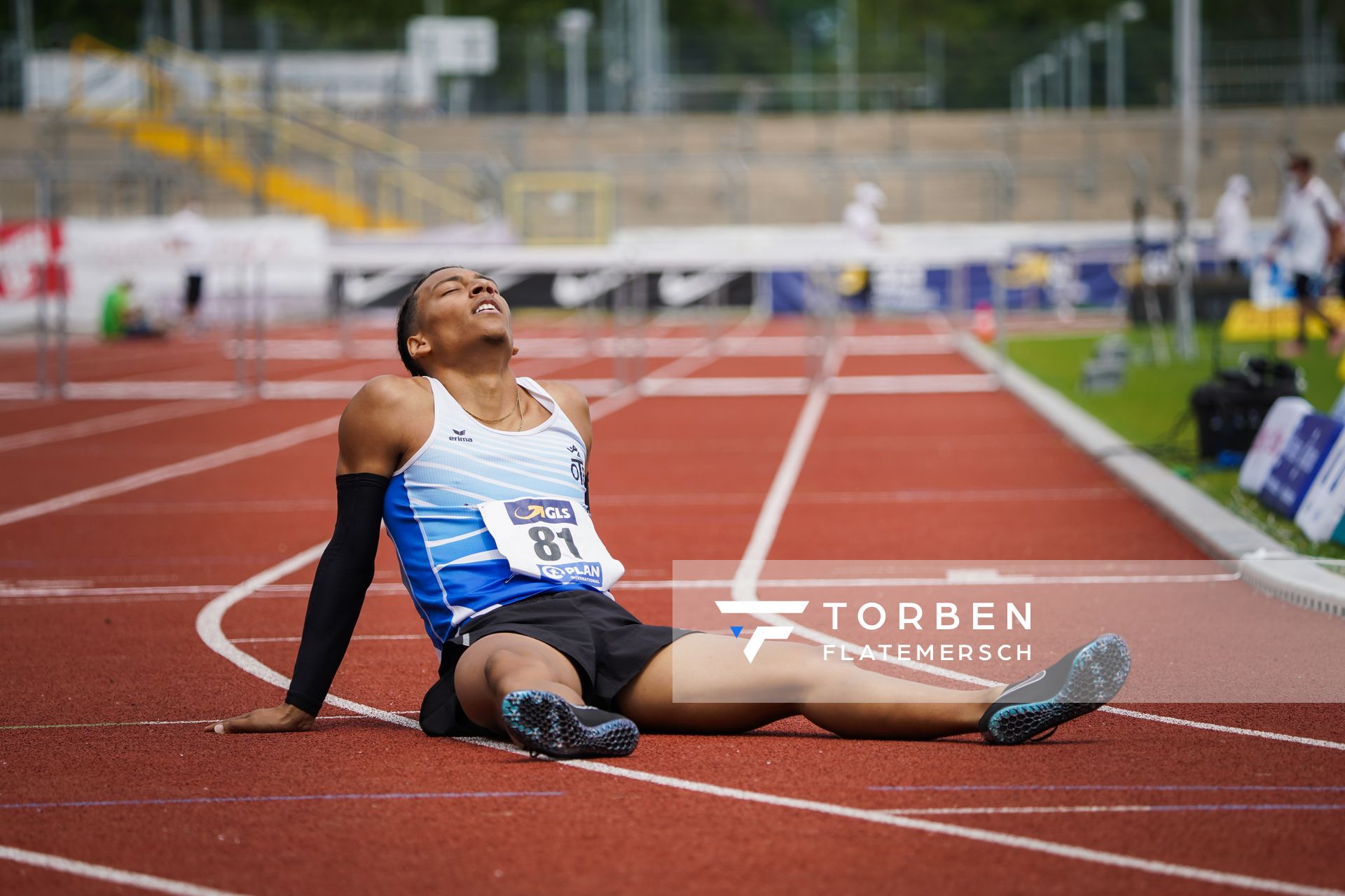 Jordan Gordon (OTB Osnabrueck) im 400m Huerden Finale am 27.06.2021 waehrend den deutschen U23 Leichtathletik-Meisterschaften 2021 im Stadion Oberwerth in Koblenz