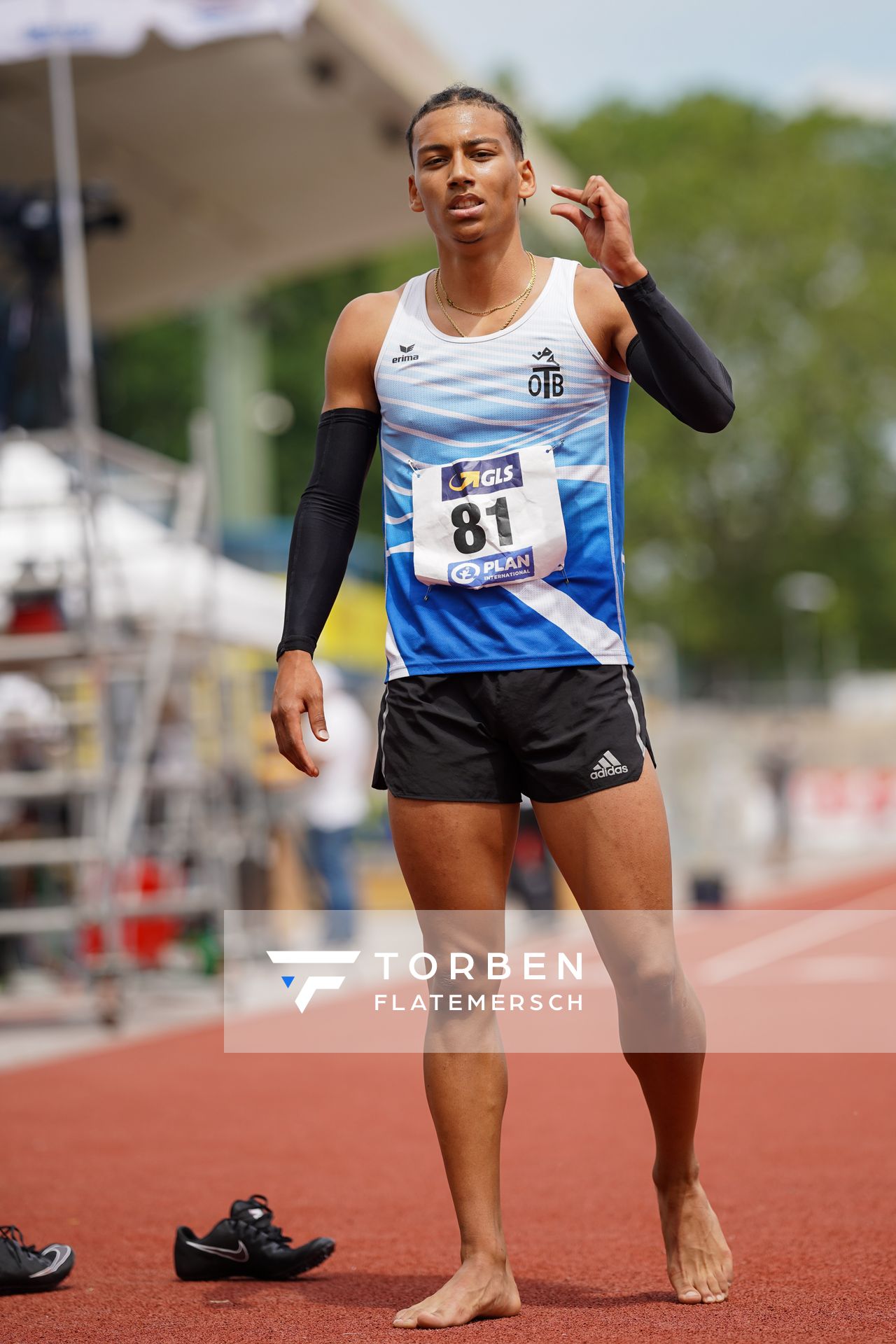 Jordan Gordon (OTB Osnabrueck) im 400m Huerden Finale am 27.06.2021 waehrend den deutschen U23 Leichtathletik-Meisterschaften 2021 im Stadion Oberwerth in Koblenz