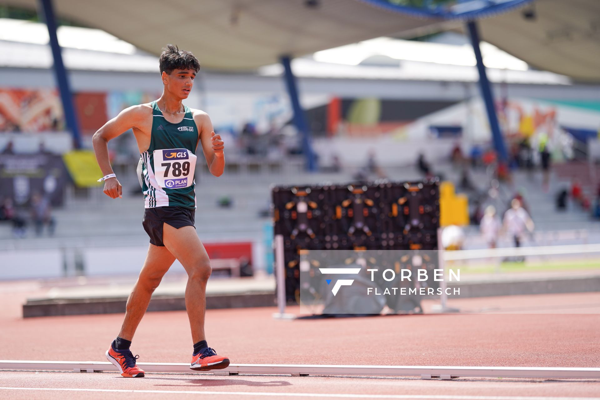 Geher Wafa Jassam Abu EL (SV Halle) am 30.07.2021 waehrend den deutschen Leichtathletik-Jugendmeisterschaften 2021 in Rostock