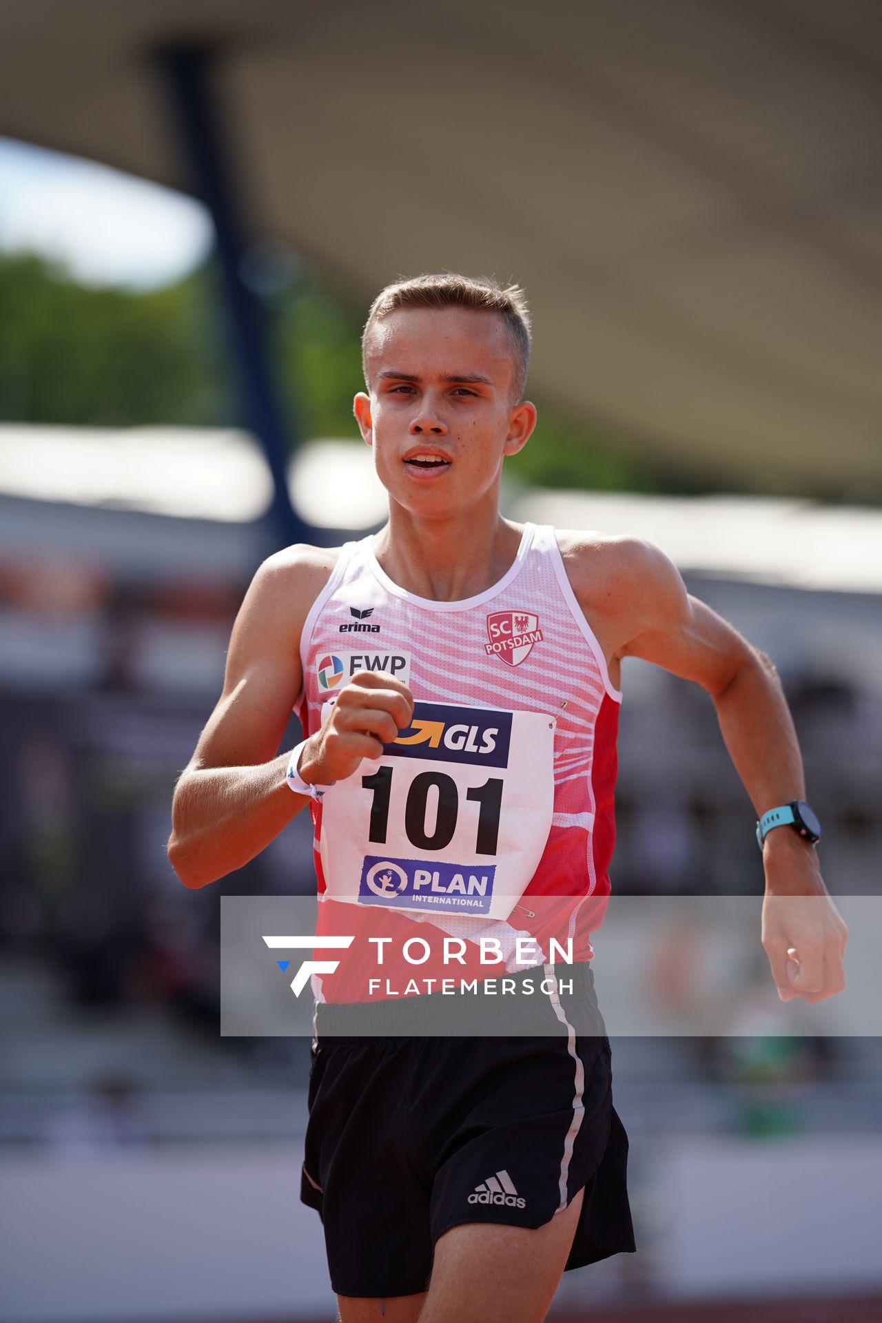 Geher Frederick Weigel (SC Potsdam) am 30.07.2021 waehrend den deutschen Leichtathletik-Jugendmeisterschaften 2021 in Rostock