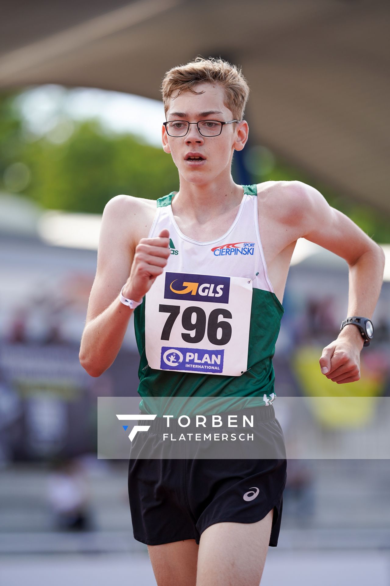 Geher Arvid Kockel (SV Halle) am 30.07.2021 waehrend den deutschen Leichtathletik-Jugendmeisterschaften 2021 in Rostock