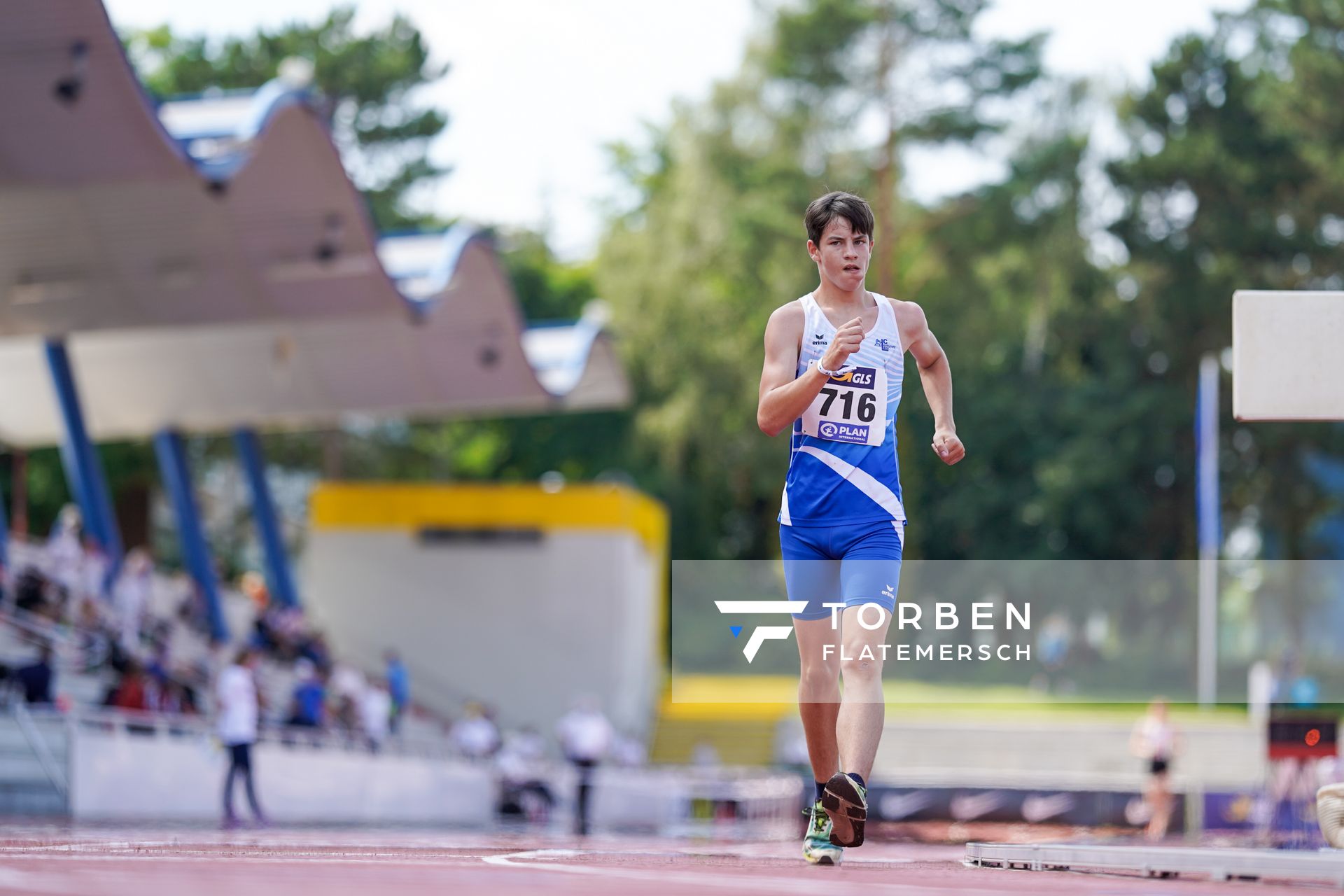 Geher Paul Fromm (LC Eilenburger Land e.V.) am 30.07.2021 waehrend den deutschen Leichtathletik-Jugendmeisterschaften 2021 in Rostock