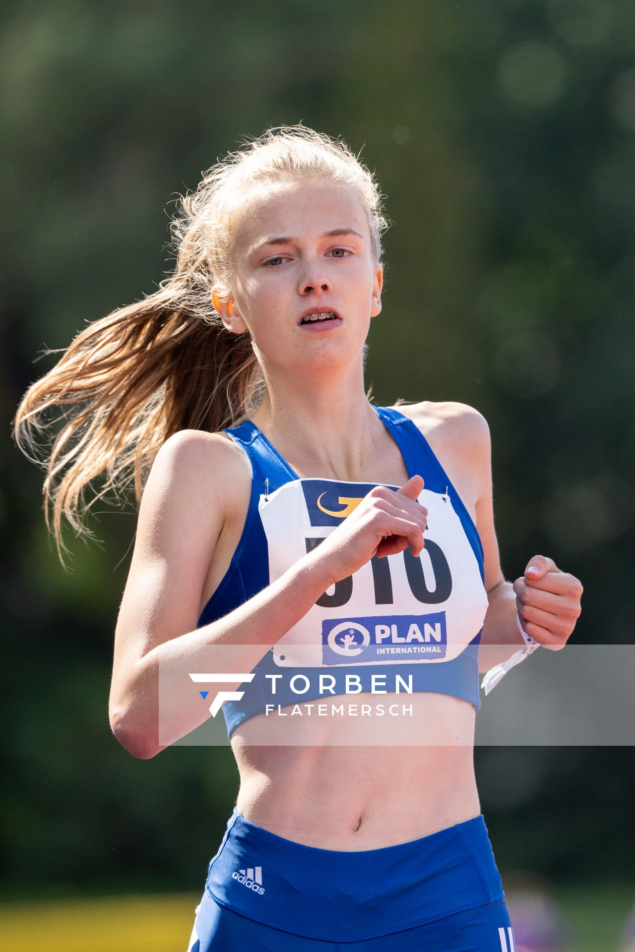 Laura Mahncke (TSV Germania Helmstedt) am 30.07.2021 waehrend den deutschen Leichtathletik-Jugendmeisterschaften 2021 in Rostock