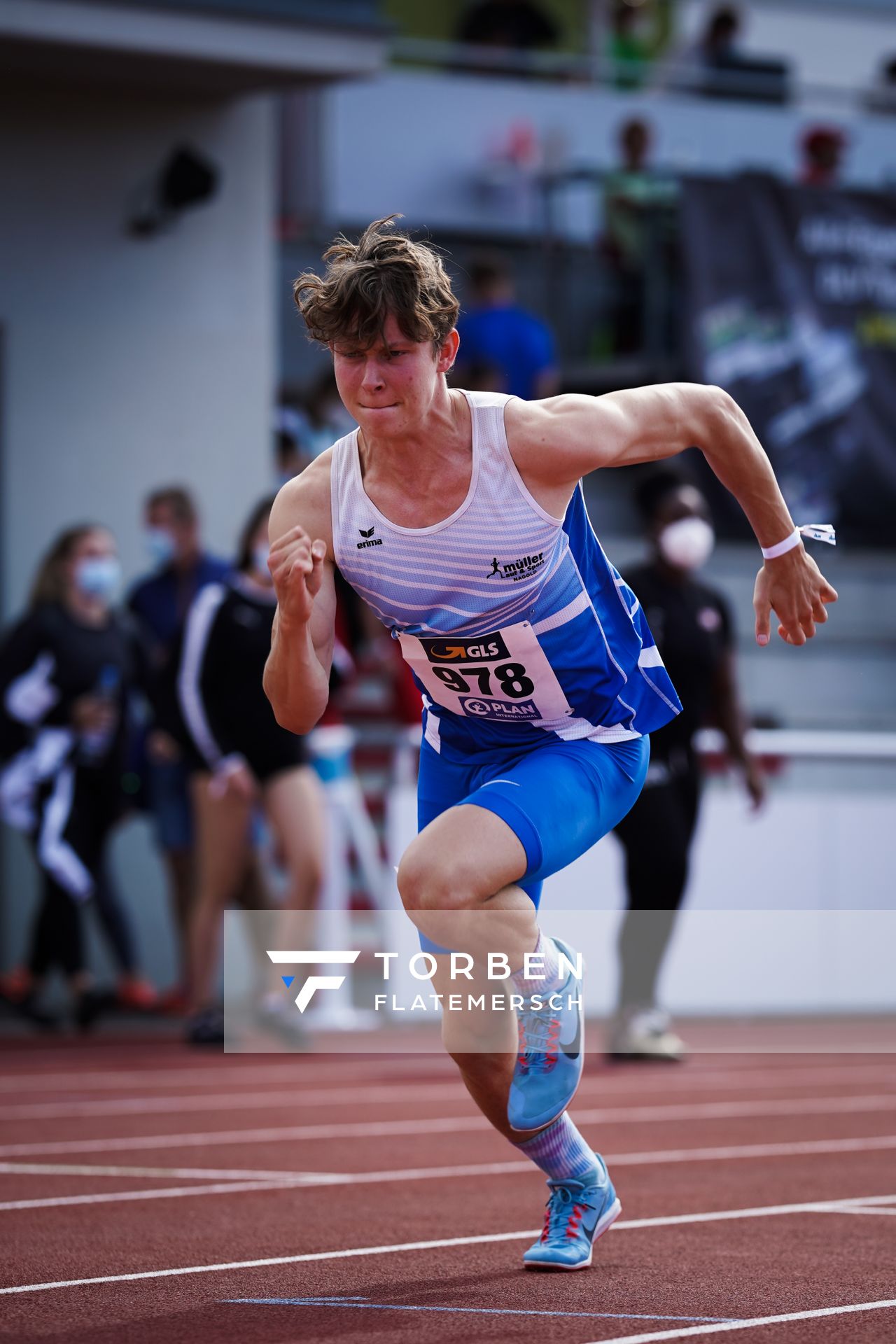 Samuel Werner (LG Nagoldtal) im 400m Vorlauf am 30.07.2021 waehrend den deutschen Leichtathletik-Jugendmeisterschaften 2021 in Rostock