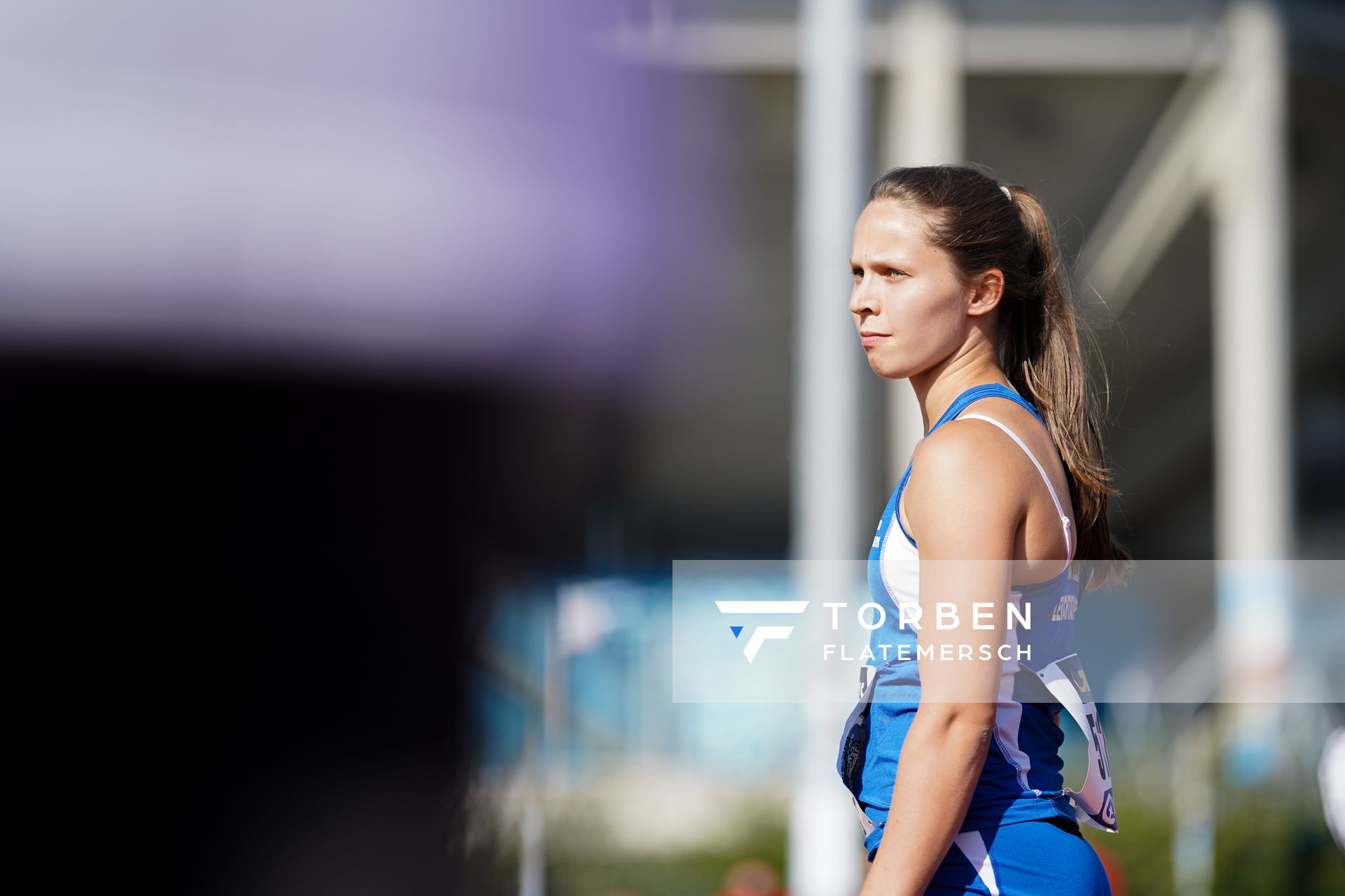 Annegret Jensen (TSV Lelm) beim Hammerwurf am 30.07.2021 waehrend den deutschen Leichtathletik-Jugendmeisterschaften 2021 in Rostock