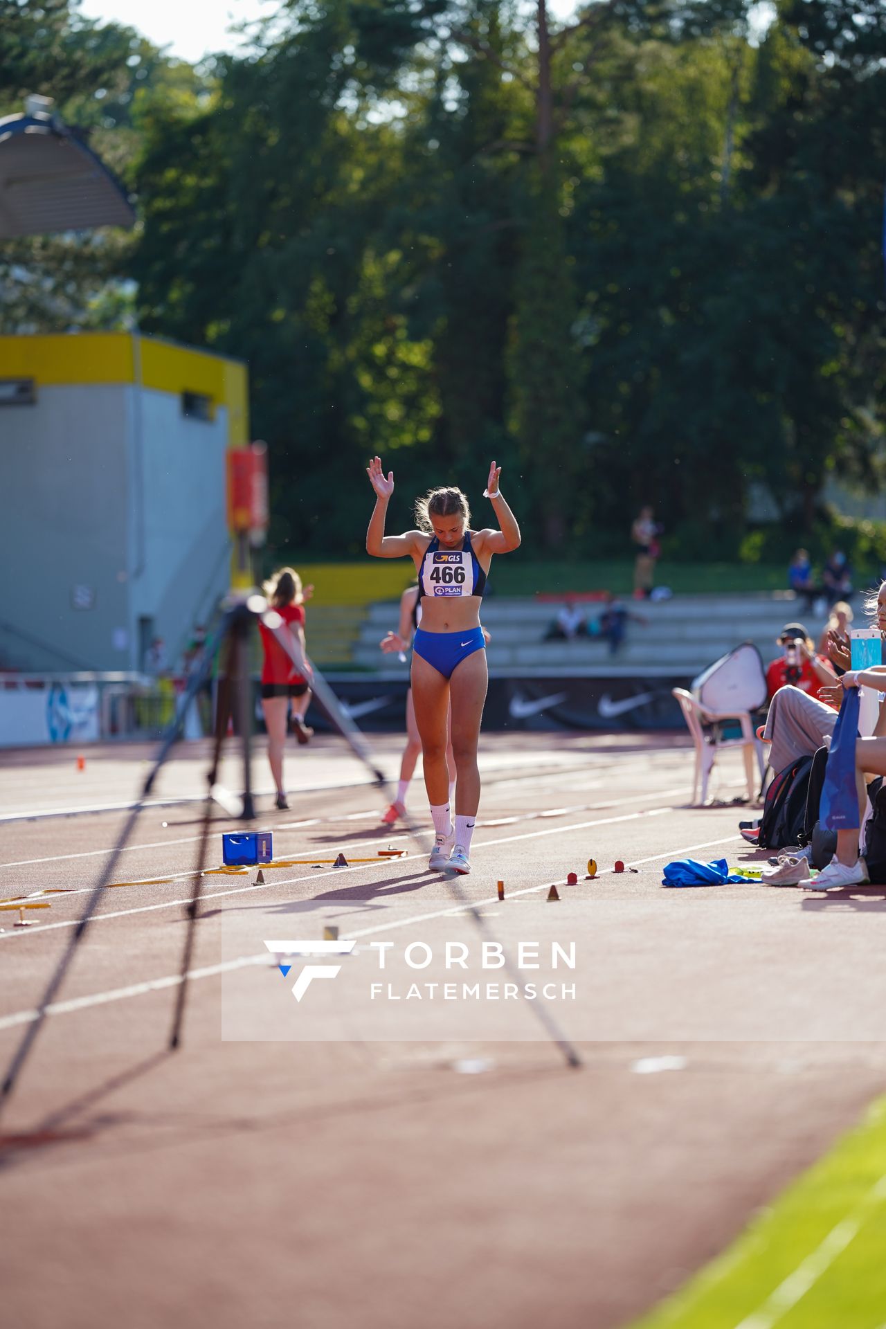 Melina Schroeder (Garbsener SC) im Dreisprung am 30.07.2021 waehrend den deutschen Leichtathletik-Jugendmeisterschaften 2021 in Rostock