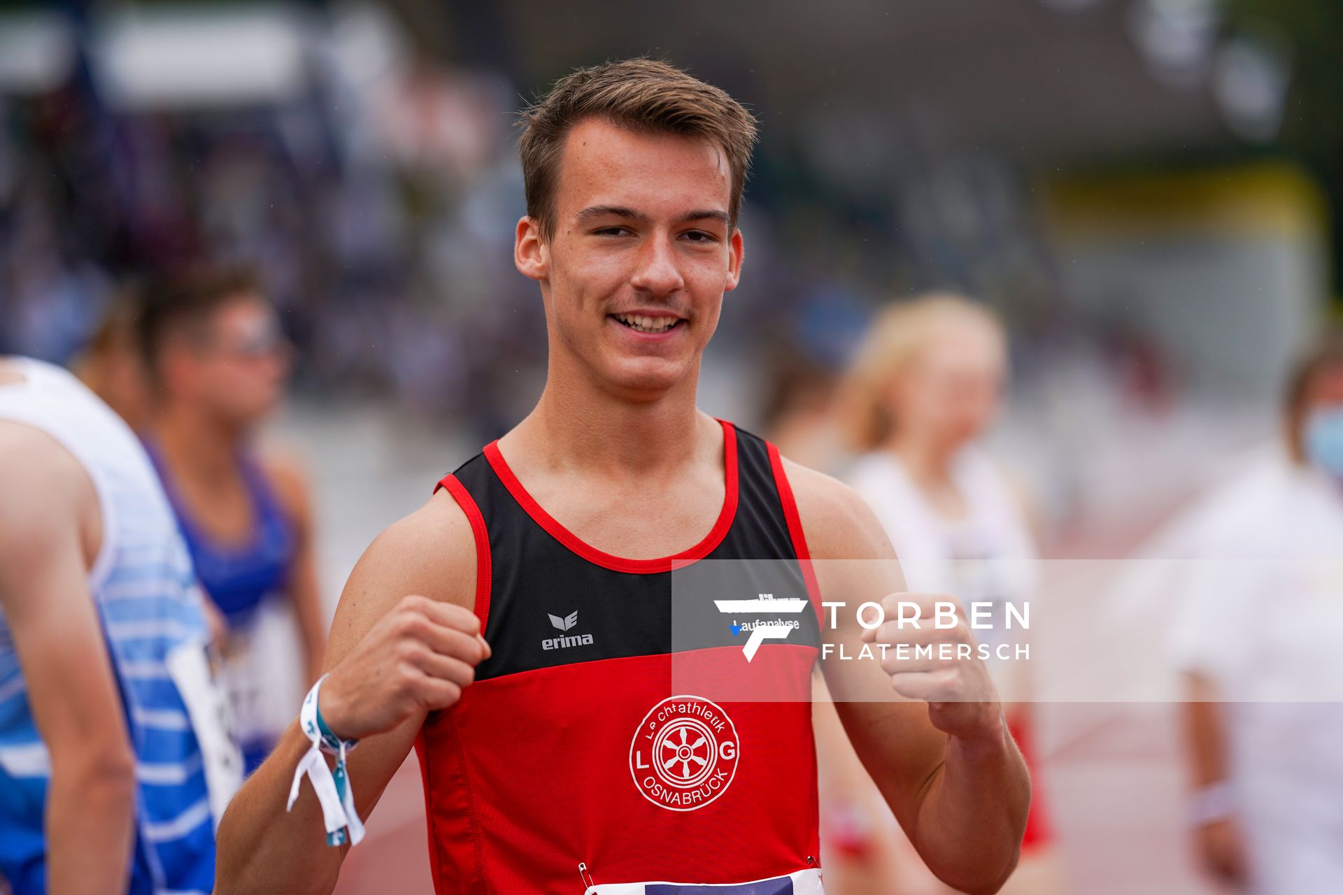 Florian Kroll (LG Osnabrueck) holt Bronze im 400m Finale am 31.07.2021 waehrend den deutschen Leichtathletik-Jugendmeisterschaften 2021 in Rostock (Tag 2)